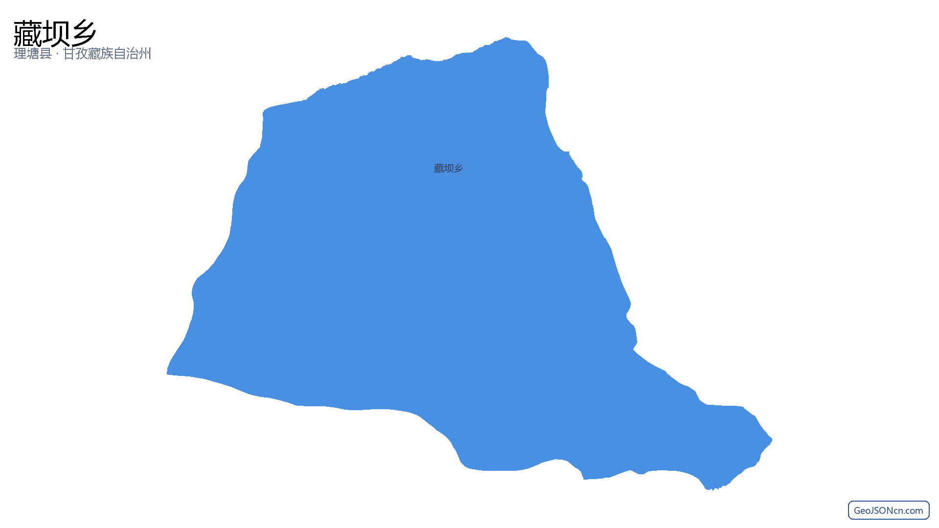 藏坝乡行政区划边界地图(理塘县·甘孜藏族自治州),提供GeoJSON、SHP矢量边界数据下载及高清地图大图(PNG/JPG) - GeoJSONcn.com