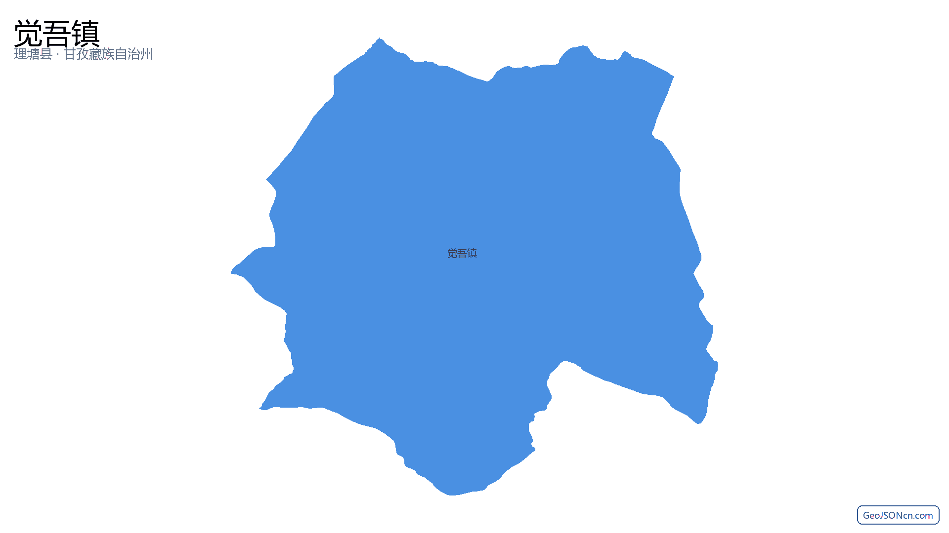 觉吾镇行政区划边界地图（理塘县·甘孜藏族自治州）,提供GeoJSON、SHP矢量边界数据下载及高清地图大图(PNG/JPG) - GeoJSONcn.com