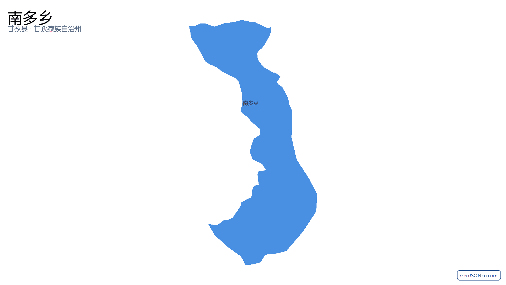 南多乡行政区划边界地图（甘孜县·甘孜藏族自治州）,提供GeoJSON、SHP矢量边界数据下载及高清地图大图(PNG/JPG) - GeoJSONcn.com