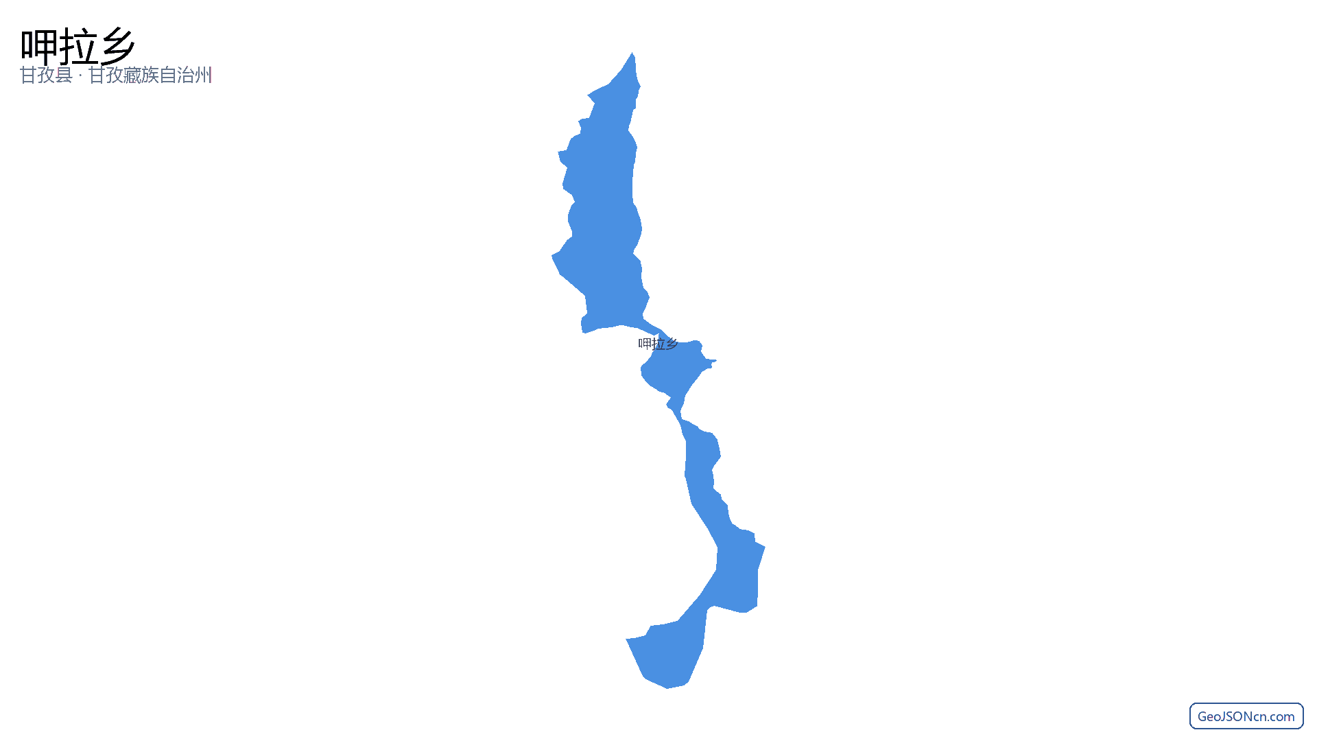 呷拉乡行政区划边界地图（甘孜县·甘孜藏族自治州）,提供GeoJSON、SHP矢量边界数据下载及高清地图大图(PNG/JPG) - GeoJSONcn.com