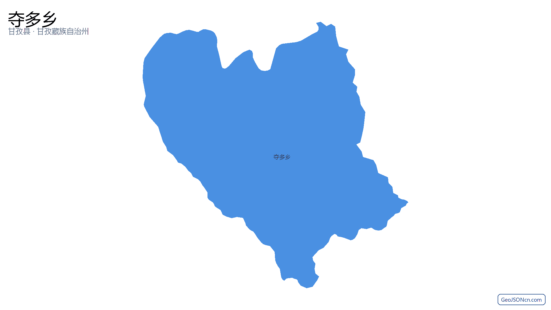 夺多乡行政区划边界地图（甘孜县·甘孜藏族自治州）,提供GeoJSON、SHP矢量边界数据下载及高清地图大图(PNG/JPG) - GeoJSONcn.com