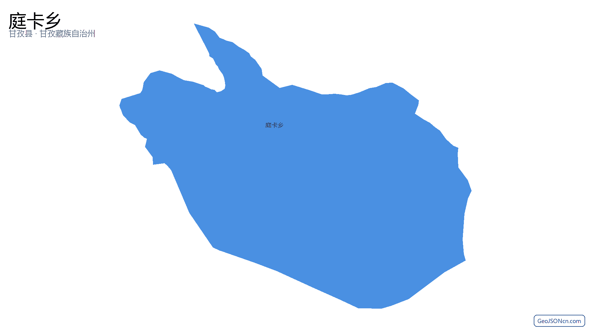 庭卡乡行政区划边界地图（甘孜县·甘孜藏族自治州）,提供GeoJSON、SHP矢量边界数据下载及高清地图大图(PNG/JPG) - GeoJSONcn.com