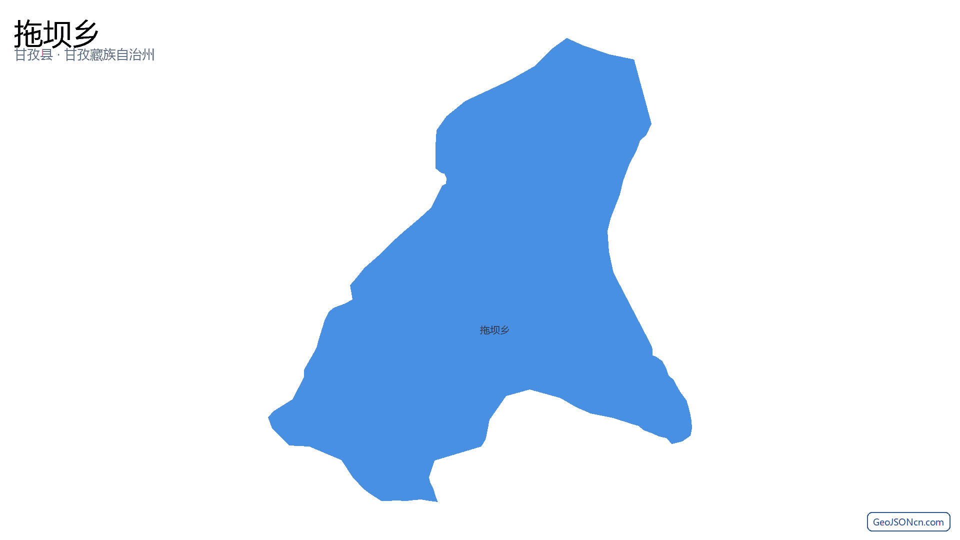 拖坝乡行政区划边界地图（甘孜县·甘孜藏族自治州）,提供GeoJSON、SHP矢量边界数据下载及高清地图大图(PNG/JPG) - GeoJSONcn.com