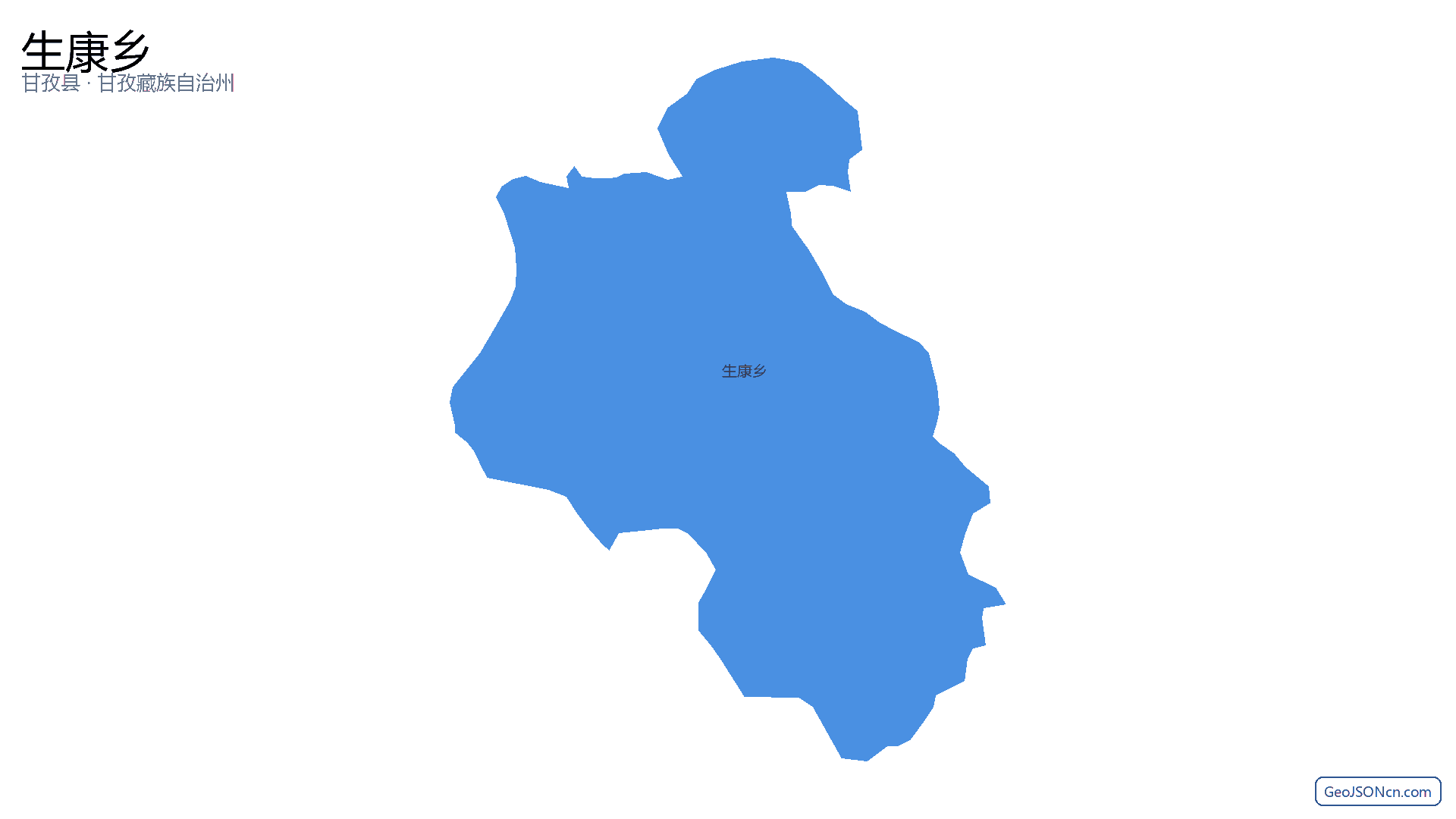生康乡行政区划边界地图（甘孜县·甘孜藏族自治州）,提供GeoJSON、SHP矢量边界数据下载及高清地图大图(PNG/JPG) - GeoJSONcn.com