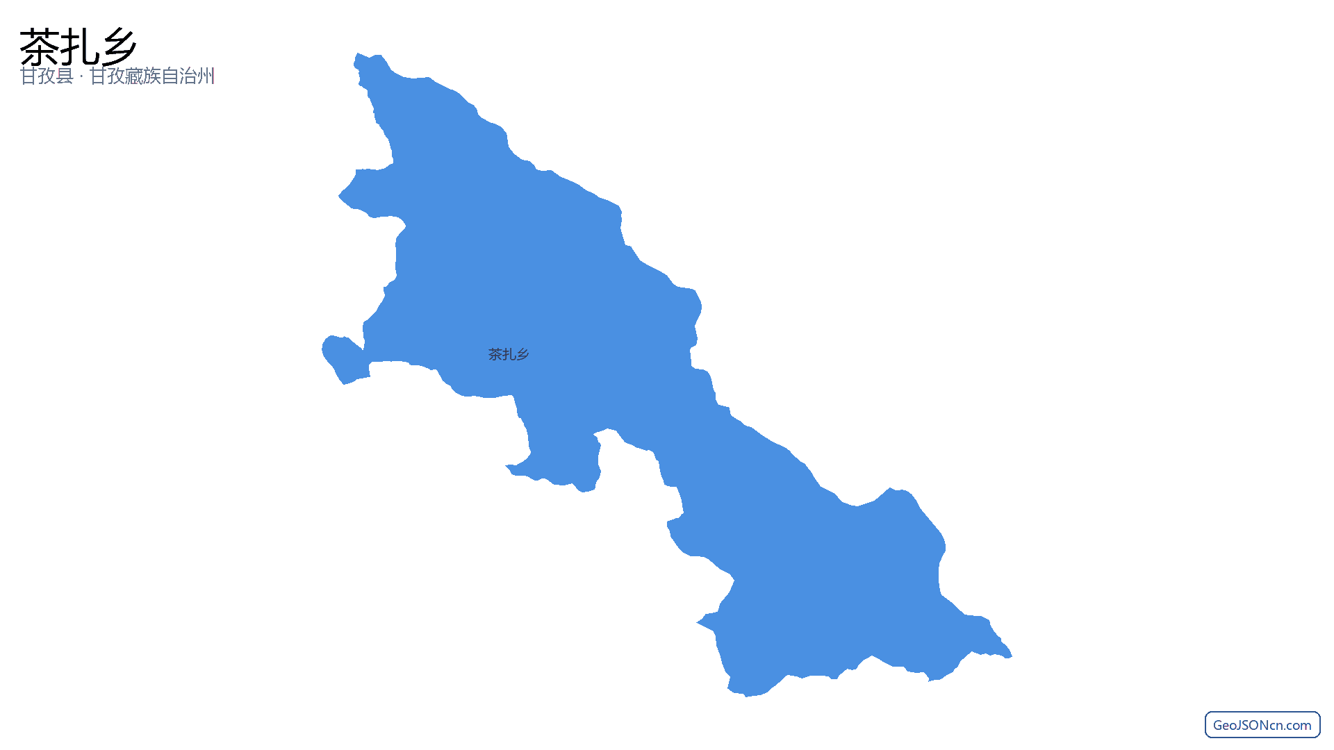 茶扎乡行政区划边界地图（甘孜县·甘孜藏族自治州）,提供GeoJSON、SHP矢量边界数据下载及高清地图大图(PNG/JPG) - GeoJSONcn.com