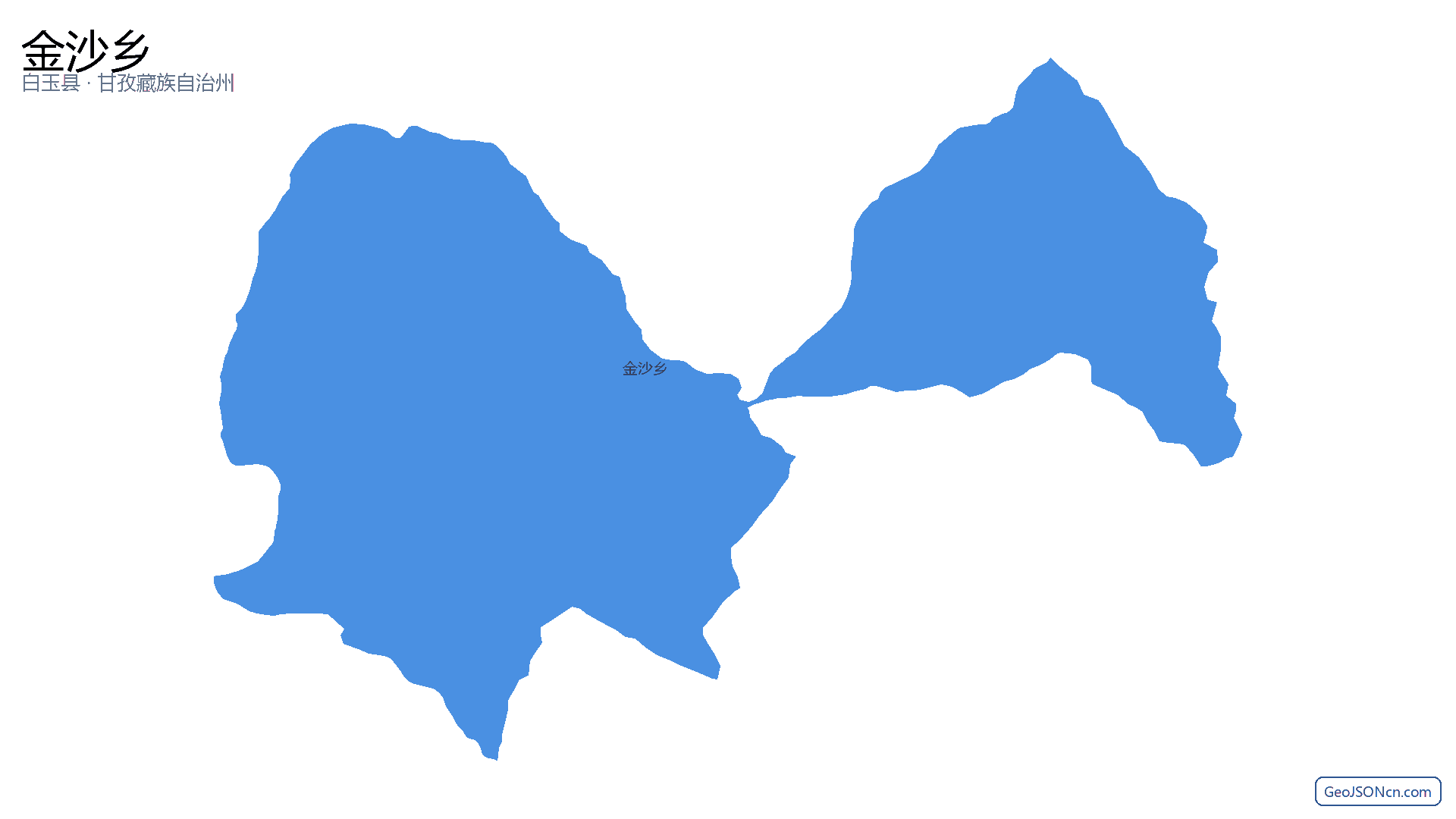 金沙乡行政区划边界地图（白玉县·甘孜藏族自治州）,提供GeoJSON、SHP矢量边界数据下载及高清地图大图(PNG/JPG) - GeoJSONcn.com