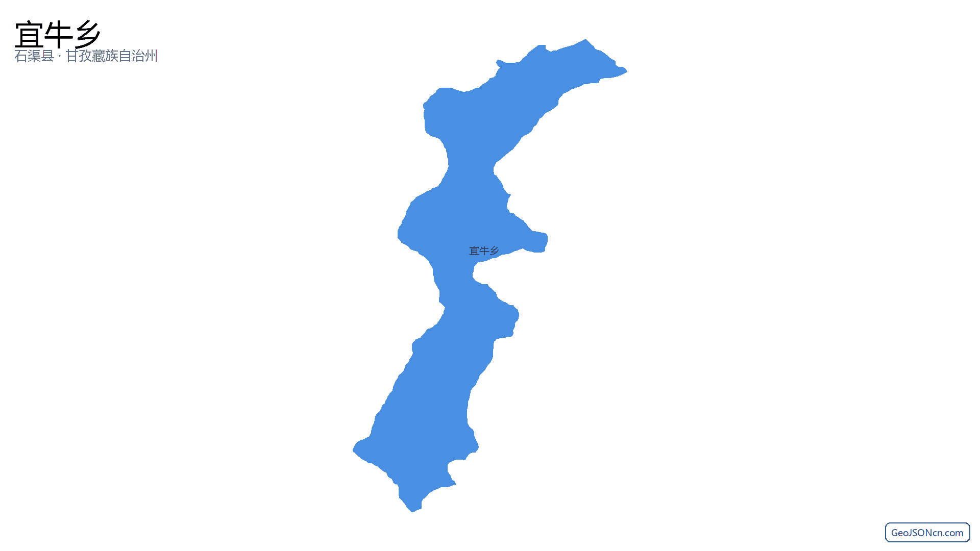 宜牛乡行政区划边界地图（石渠县·甘孜藏族自治州）,提供GeoJSON、SHP矢量边界数据下载及高清地图大图(PNG/JPG) - GeoJSONcn.com