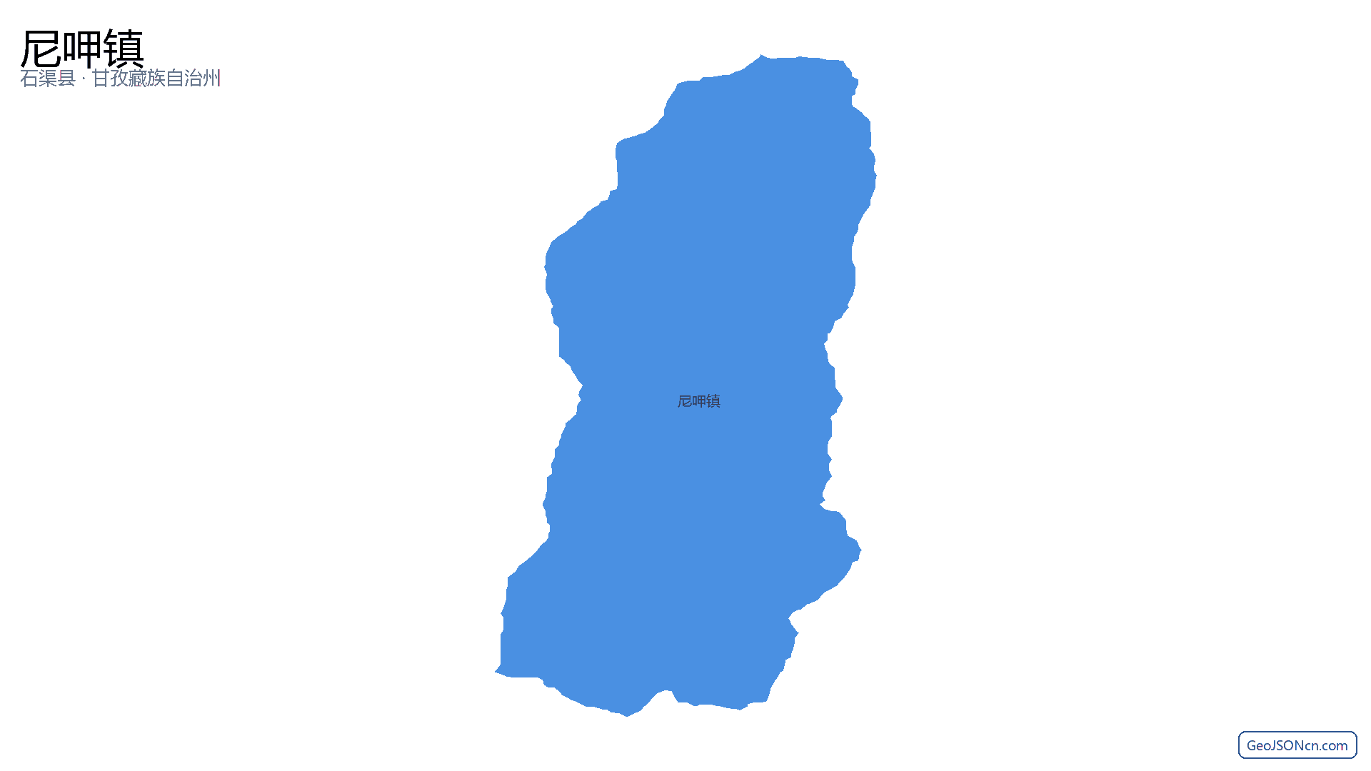 尼呷镇行政区划边界地图（石渠县·甘孜藏族自治州）,提供GeoJSON、SHP矢量边界数据下载及高清地图大图(PNG/JPG) - GeoJSONcn.com