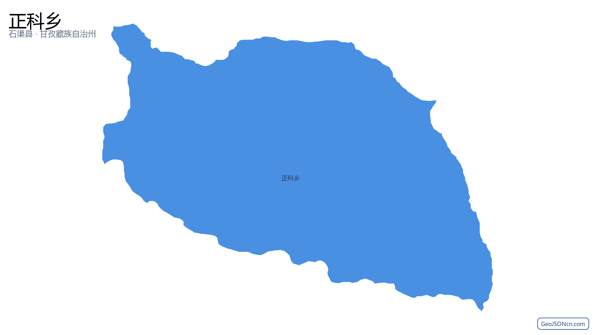 正科乡行政区划边界地图（石渠县·甘孜藏族自治州）,提供GeoJSON、SHP矢量边界数据下载及高清地图大图(PNG/JPG) - GeoJSONcn.com
