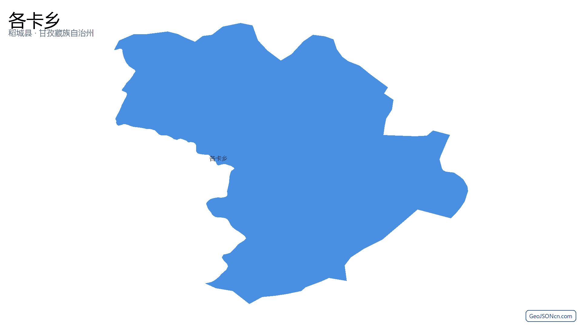 各卡乡行政区划边界地图（稻城县·甘孜藏族自治州）,提供GeoJSON、SHP矢量边界数据下载及高清地图大图(PNG/JPG) - GeoJSONcn.com