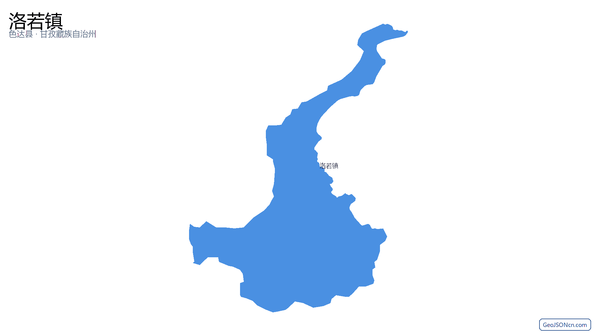 洛若镇行政区划边界地图（色达县·甘孜藏族自治州）,提供GeoJSON、SHP矢量边界数据下载及高清地图大图(PNG/JPG) - GeoJSONcn.com