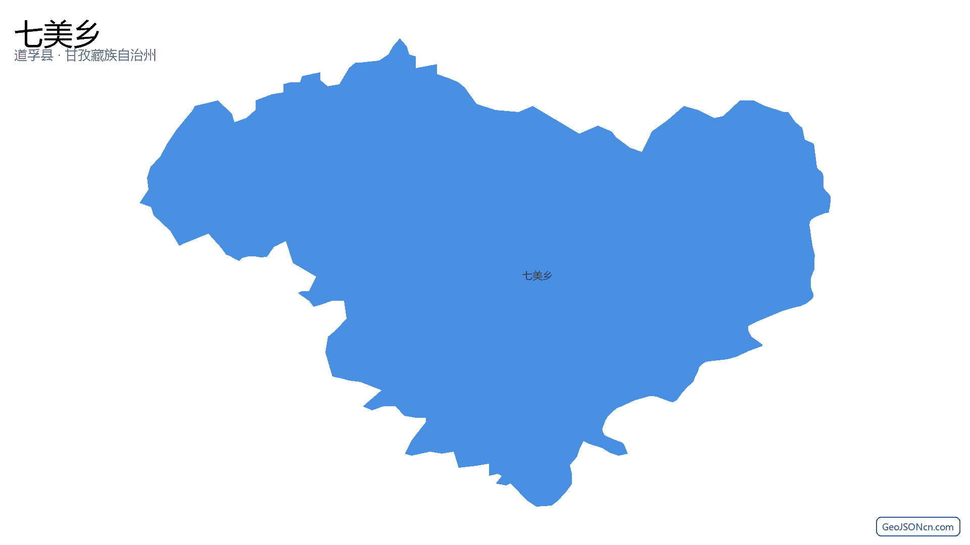 七美乡行政区划边界地图（道孚县·甘孜藏族自治州）,提供GeoJSON、SHP矢量边界数据下载及高清地图大图(PNG/JPG) - GeoJSONcn.com
