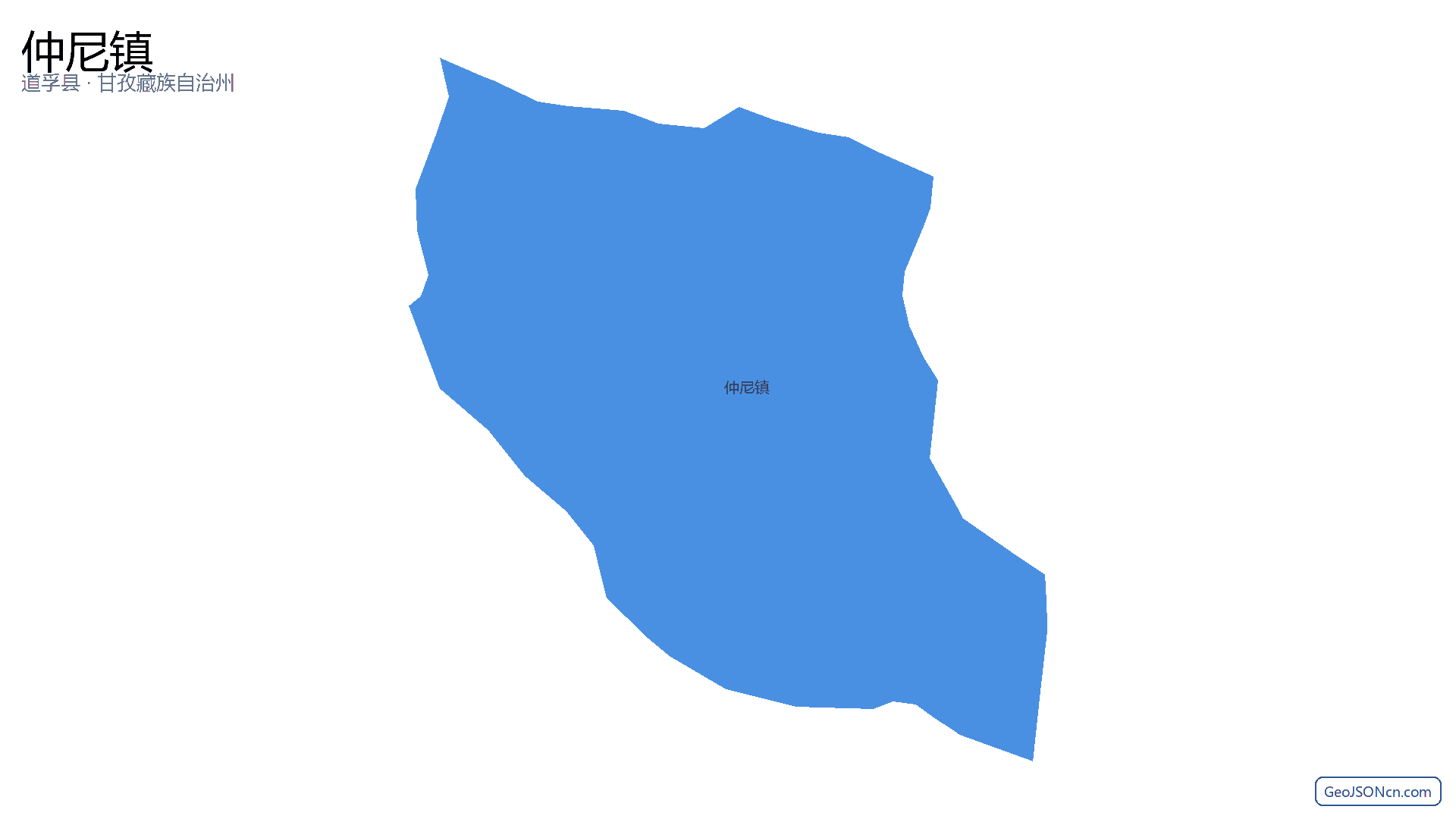 仲尼镇行政区划边界地图（道孚县·甘孜藏族自治州）,提供GeoJSON、SHP矢量边界数据下载及高清地图大图(PNG/JPG) - GeoJSONcn.com