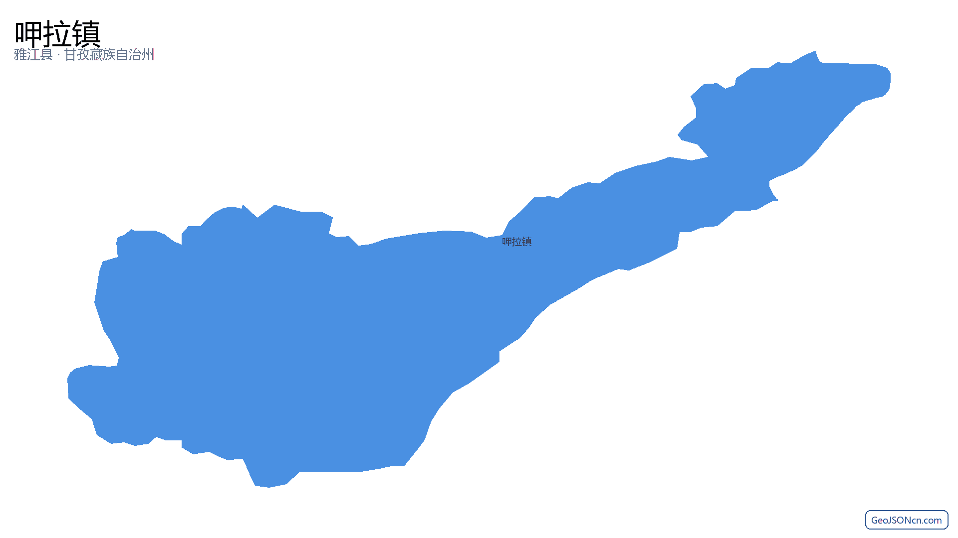 呷拉镇行政区划边界地图(雅江县·甘孜藏族自治州),提供GeoJSON、SHP矢量边界数据下载及高清地图大图(PNG/JPG) - GeoJSONcn.com