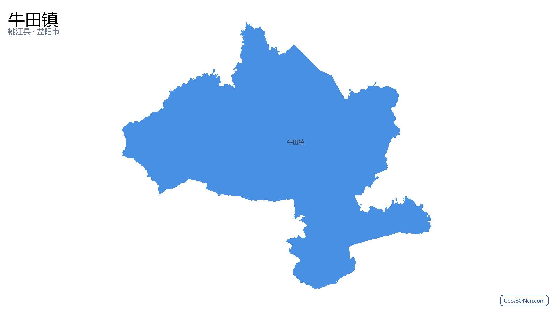 牛田镇行政区划边界地图（桃江县·益阳市）,提供GeoJSON、SHP矢量边界数据下载及高清地图大图(PNG/JPG) - GeoJSONcn.com