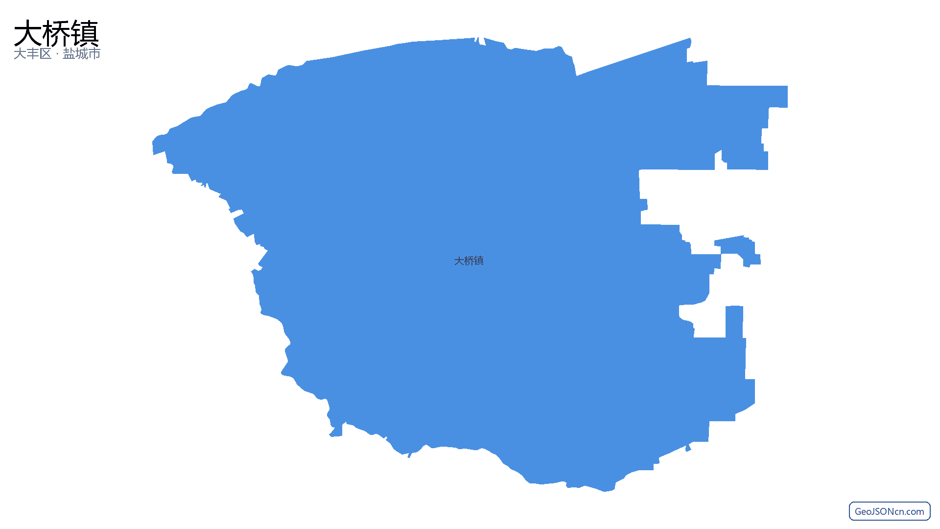 大桥镇行政区划边界地图(大丰区·盐城市),提供GeoJSON、SHP矢量边界数据下载及高清地图大图(PNG/JPG) - GeoJSONcn.com