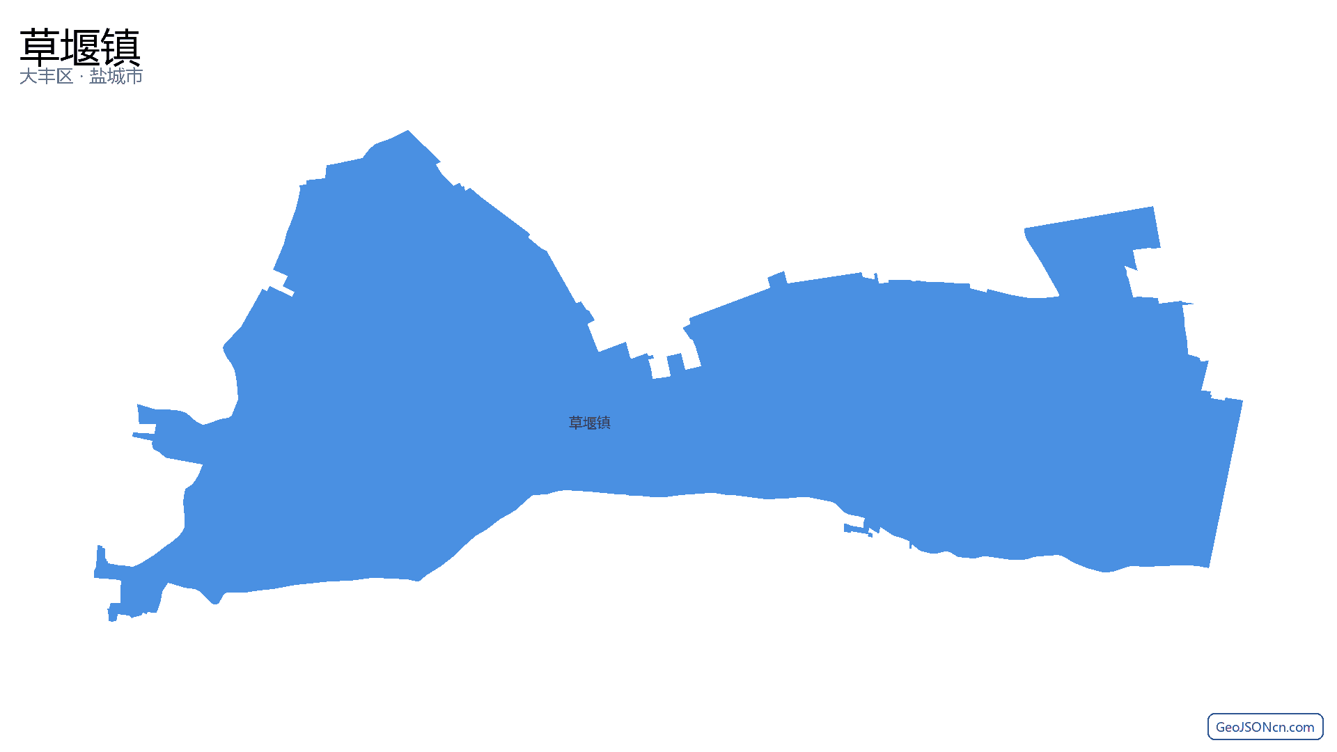 草堰镇行政区划边界地图（大丰区·盐城市）,提供GeoJSON、SHP矢量边界数据下载及高清地图大图(PNG/JPG) - GeoJSONcn.com