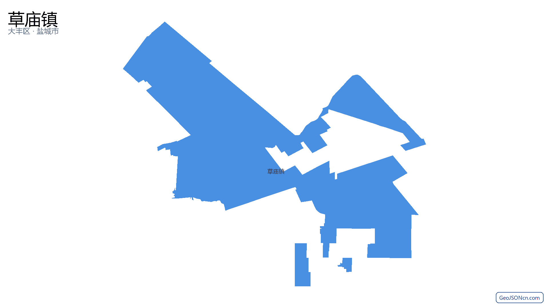 草庙镇行政区划边界地图（大丰区·盐城市）,提供GeoJSON、SHP矢量边界数据下载及高清地图大图(PNG/JPG) - GeoJSONcn.com