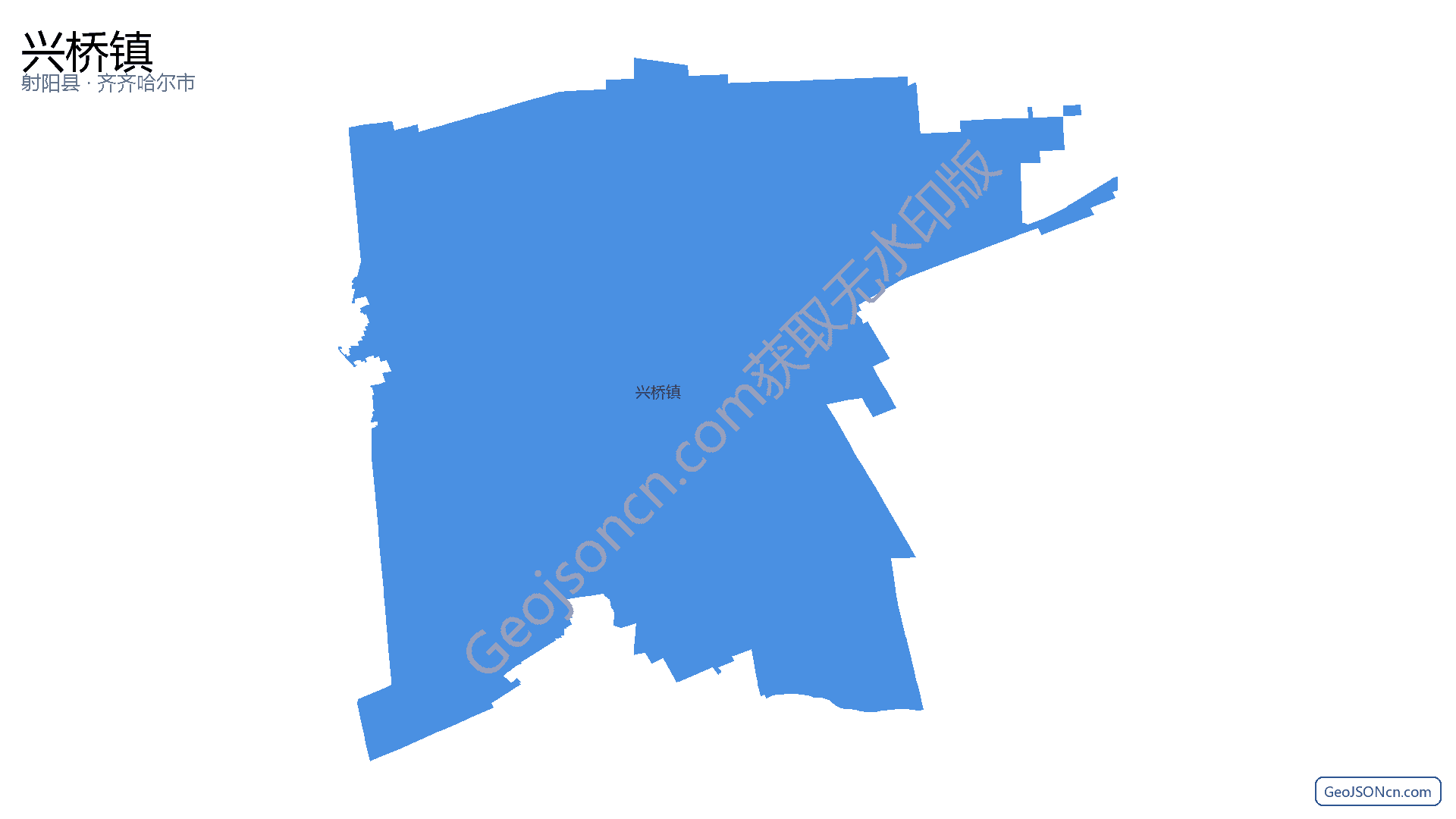 兴桥镇行政区划边界地图(射阳县·盐城市),提供GeoJSON、SHP矢量边界数据下载及高清地图大图(PNG/JPG) - GeoJSONcn.com