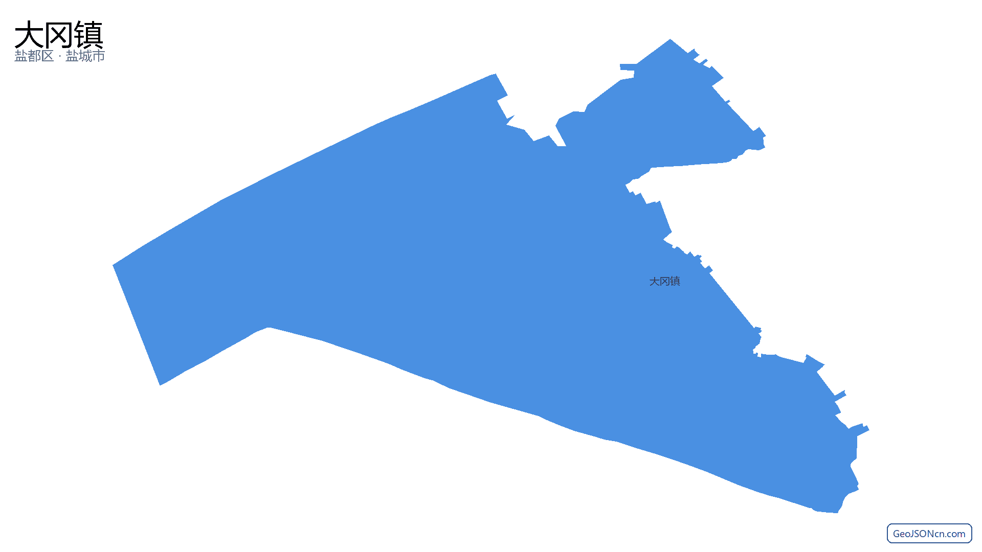 大冈镇行政区划边界地图(盐都区·盐城市),提供GeoJSON、SHP矢量边界数据下载及高清地图大图(PNG/JPG) - GeoJSONcn.com