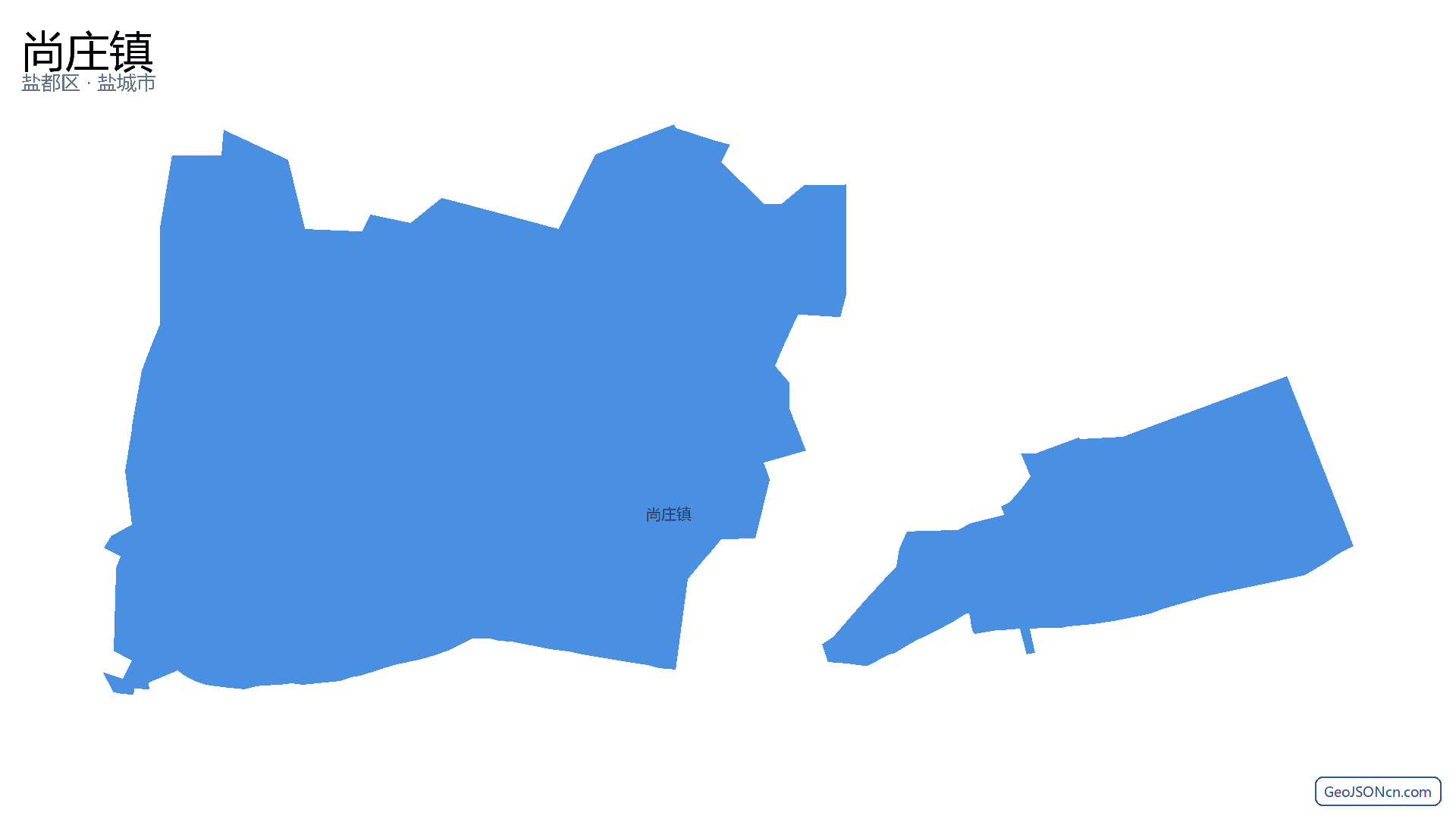 尚庄镇行政区划边界地图(盐都区·盐城市),提供GeoJSON、SHP矢量边界数据下载及高清地图大图(PNG/JPG) - GeoJSONcn.com