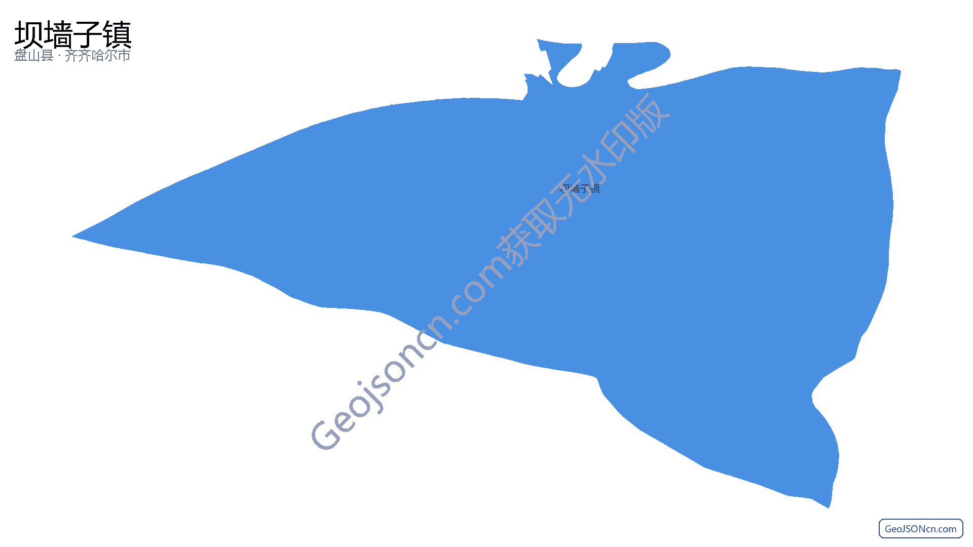 坝墙子镇行政区划边界地图（盘山县·盘锦市）,提供GeoJSON、SHP矢量边界数据下载及高清地图大图(PNG/JPG) - GeoJSONcn.com