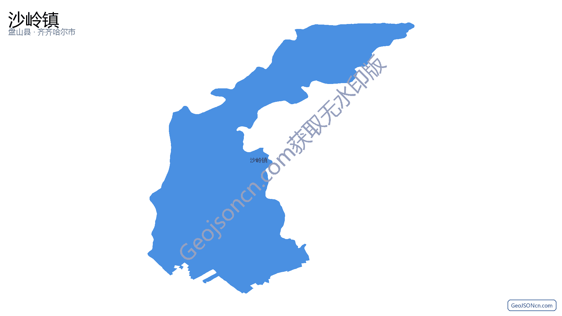 沙岭镇行政区划边界地图(盘山县·盘锦市),提供GeoJSON、SHP矢量边界数据下载及高清地图大图(PNG/JPG) - GeoJSONcn.com