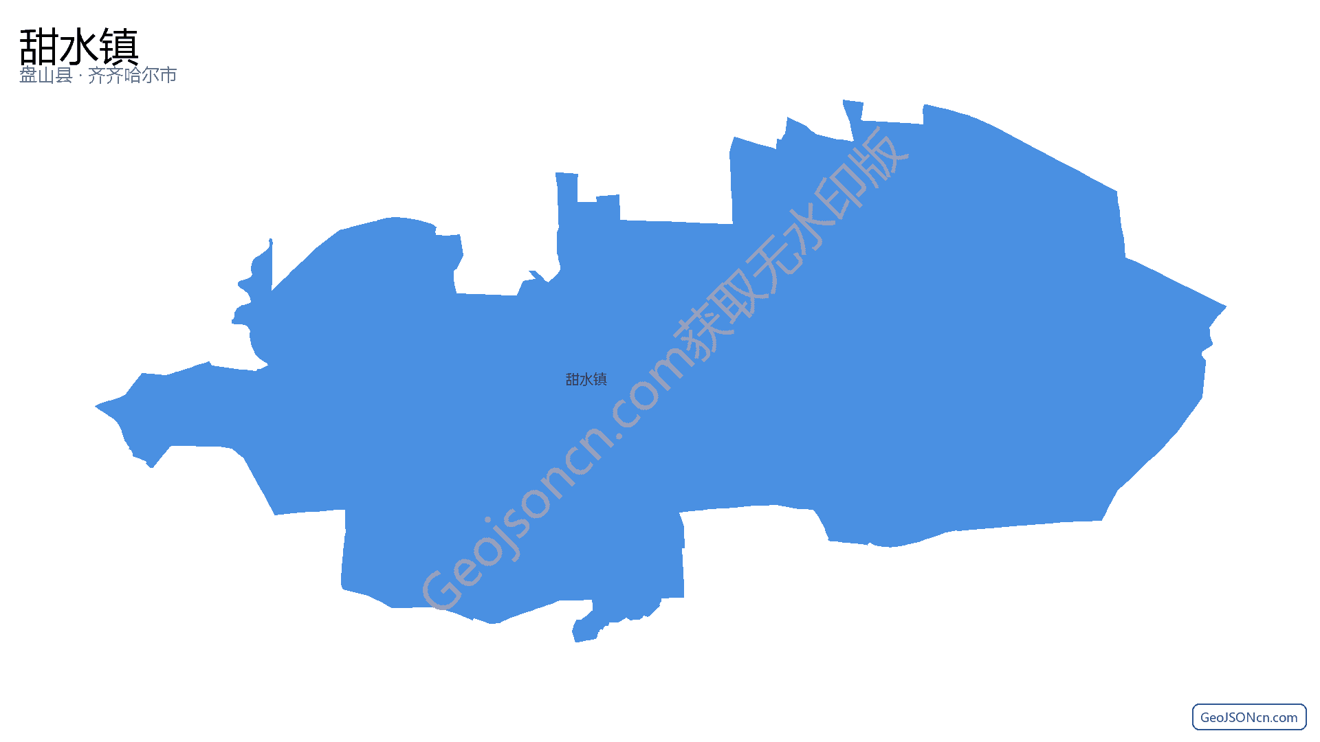 甜水镇行政区划边界地图（盘山县·盘锦市）,提供GeoJSON、SHP矢量边界数据下载及高清地图大图(PNG/JPG) - GeoJSONcn.com