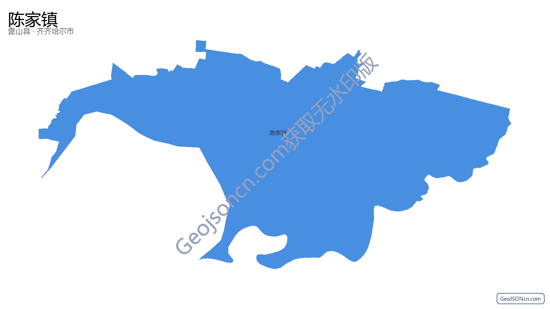 陈家镇行政区划边界地图(盘山县·盘锦市),提供GeoJSON、SHP矢量边界数据下载及高清地图大图(PNG/JPG) - GeoJSONcn.com