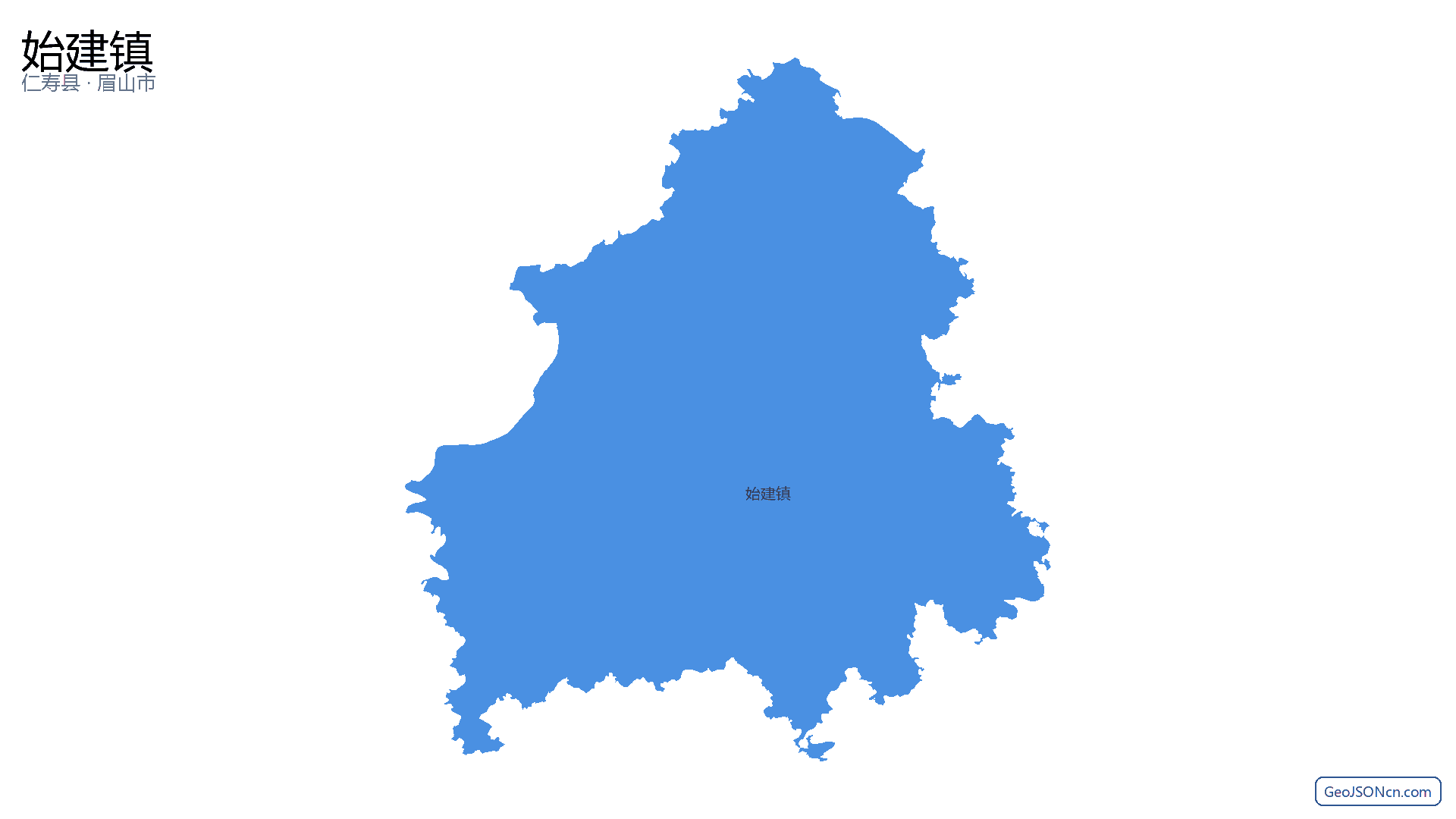 始建镇行政区划边界地图（仁寿县·眉山市）,提供GeoJSON、SHP矢量边界数据下载及高清地图大图(PNG/JPG) - GeoJSONcn.com