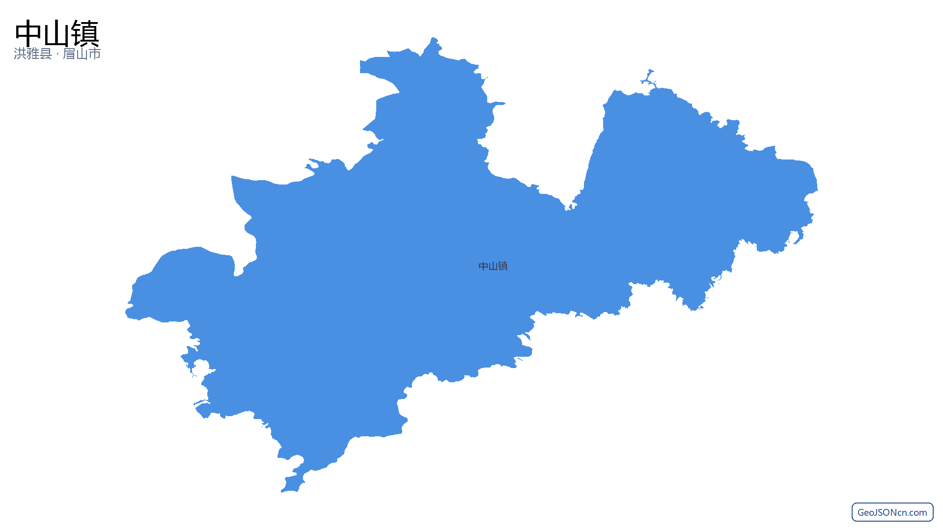 中山镇行政区划边界地图(洪雅县·眉山市),提供GeoJSON、SHP矢量边界数据下载及高清地图大图(PNG/JPG) - GeoJSONcn.com