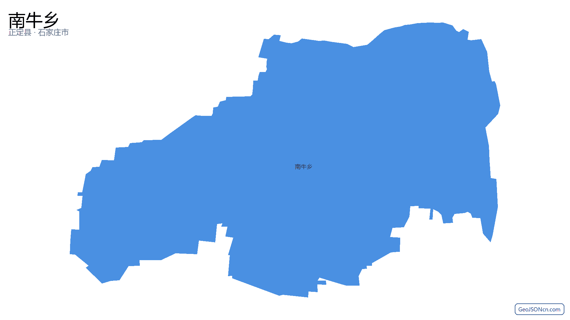 南牛乡行政区划边界地图（正定县·石家庄市）,提供GeoJSON、SHP矢量边界数据下载及高清地图大图(PNG/JPG) - GeoJSONcn.com