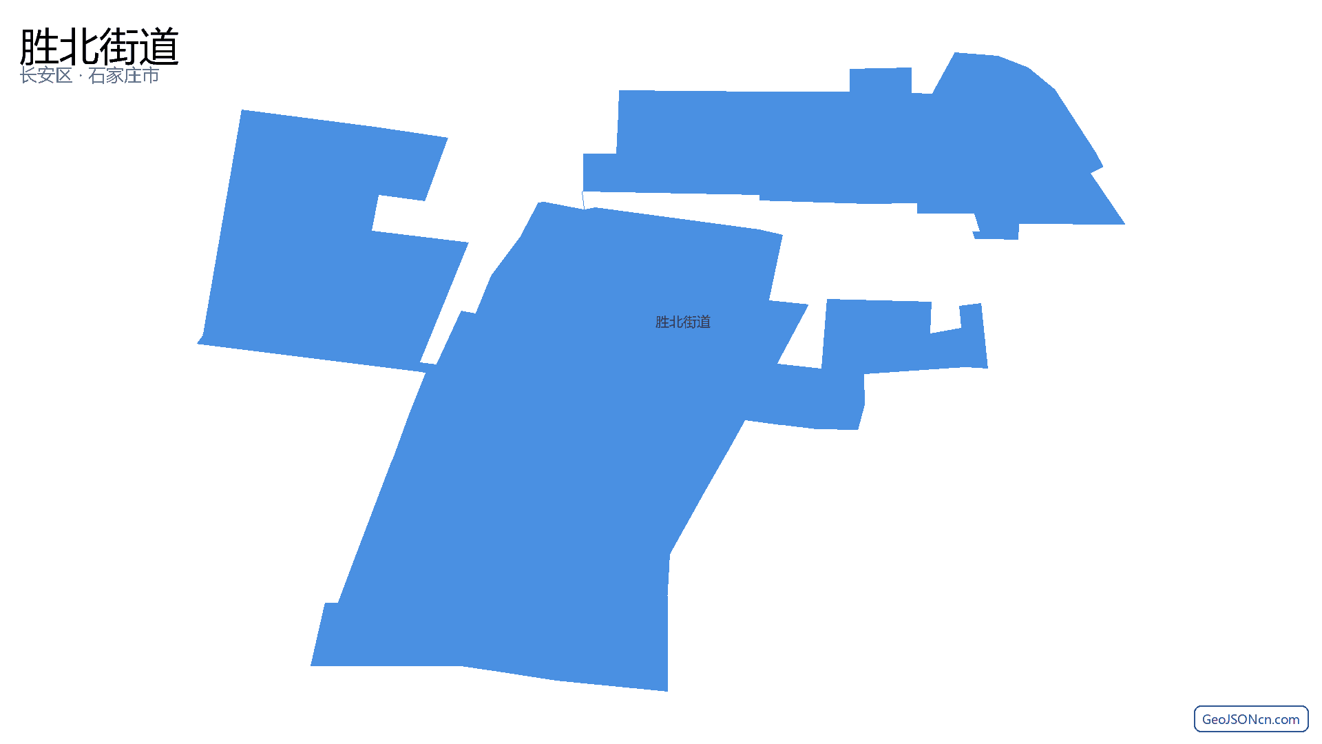 胜北街道行政区划边界地图（长安区·石家庄市）,提供GeoJSON、SHP矢量边界数据下载及高清地图大图(PNG/JPG) - GeoJSONcn.com