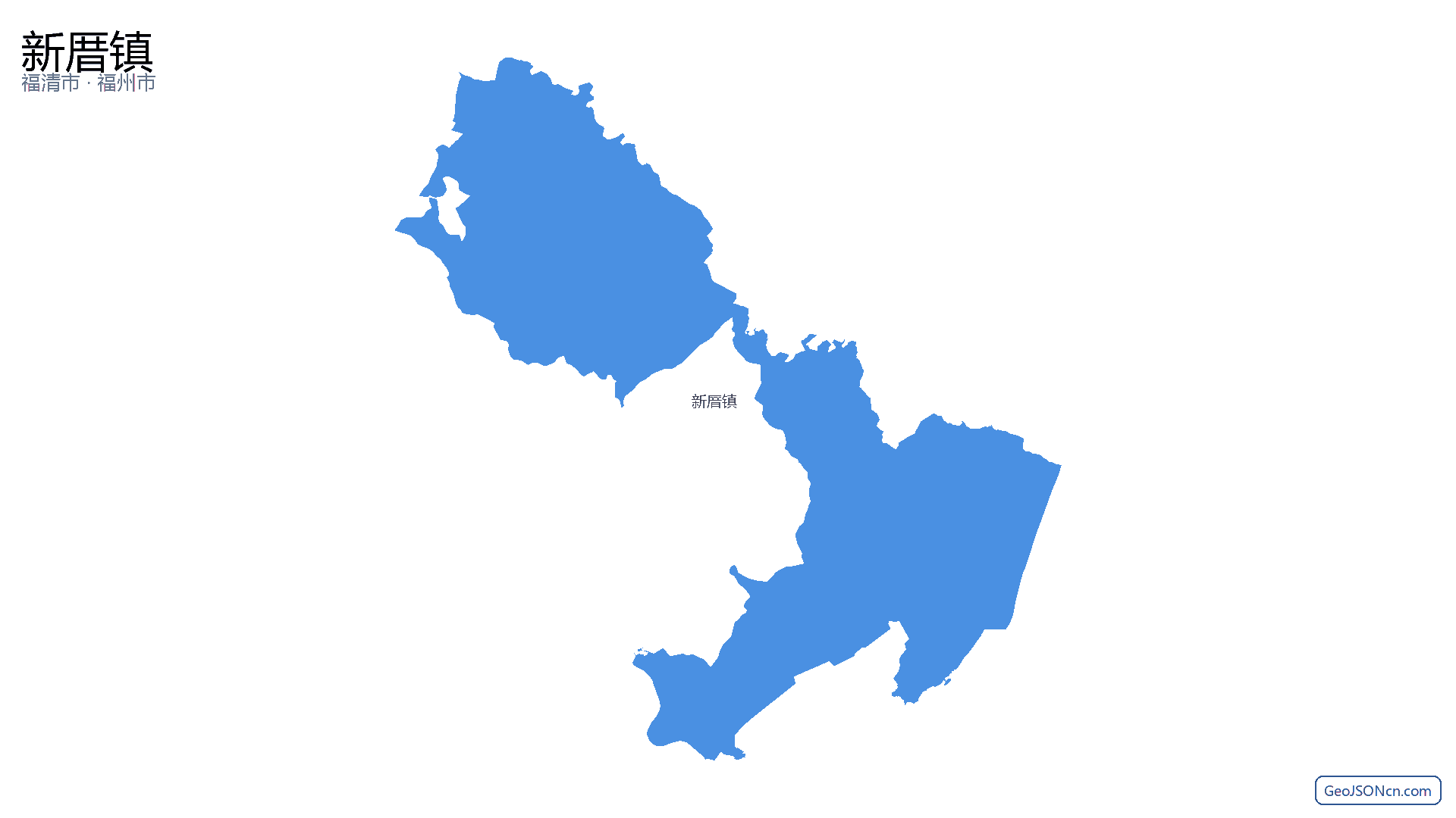 新厝镇行政区划边界地图（福清市·福州市）,提供GeoJSON、SHP矢量边界数据下载及高清地图大图(PNG/JPG) - GeoJSONcn.com
