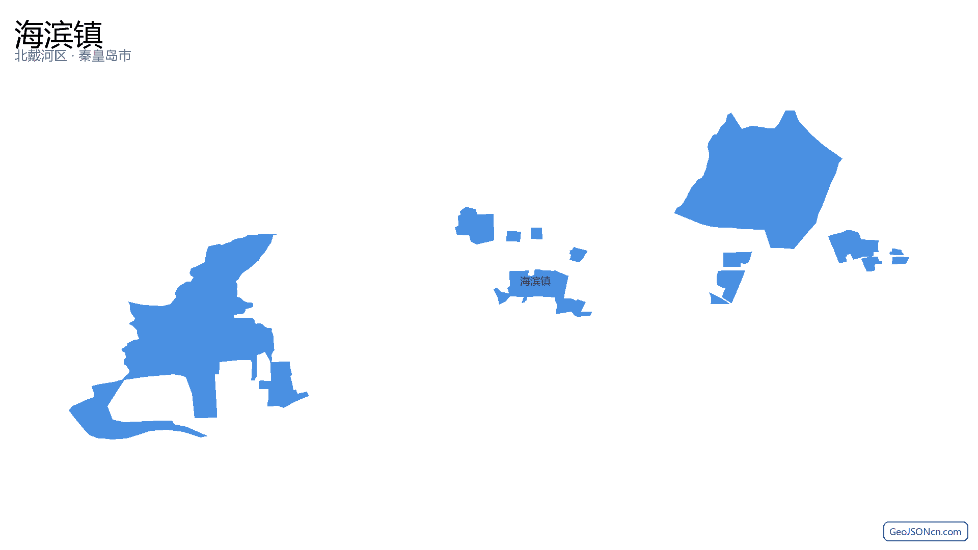 海滨镇行政区划边界地图（北戴河区·秦皇岛市）,提供GeoJSON、SHP矢量边界数据下载及高清地图大图(PNG/JPG) - GeoJSONcn.com