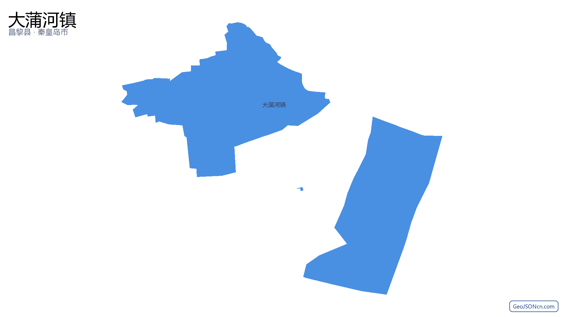大蒲河镇行政区划边界地图（昌黎县·秦皇岛市）,提供GeoJSON、SHP矢量边界数据下载及高清地图大图(PNG/JPG) - GeoJSONcn.com