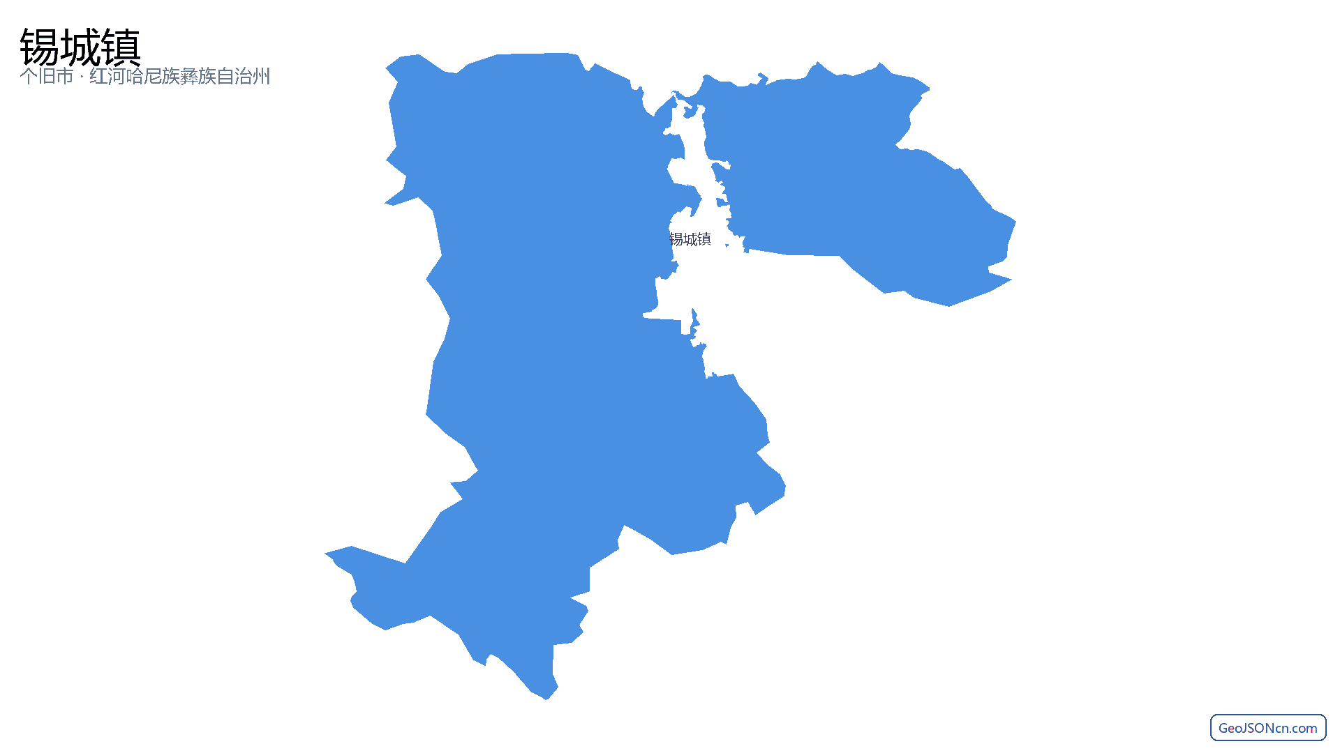 锡城镇行政区划边界地图（个旧市·红河哈尼族彝族自治州）,提供GeoJSON、SHP矢量边界数据下载及高清地图大图(PNG/JPG) - GeoJSONcn.com