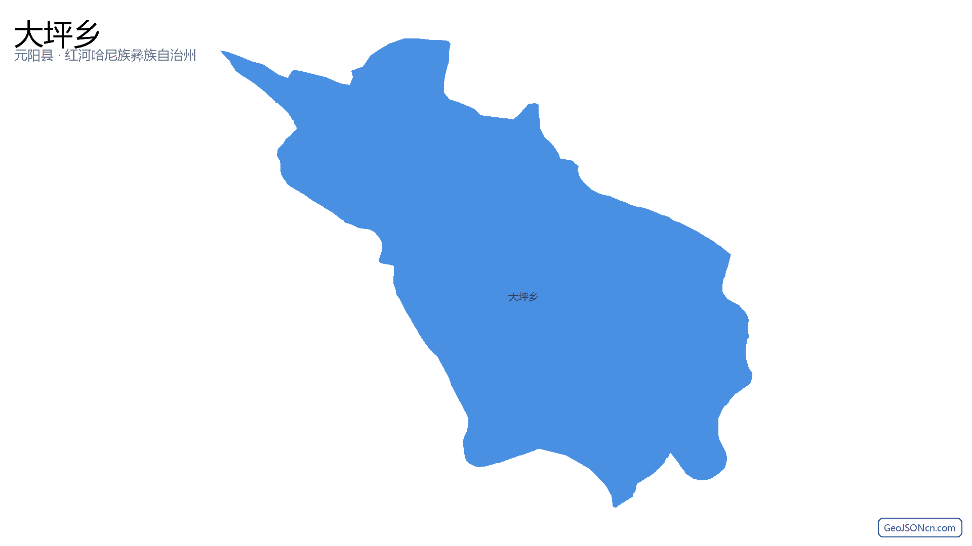 大坪乡行政区划边界地图（元阳县·红河哈尼族彝族自治州）,提供GeoJSON、SHP矢量边界数据下载及高清地图大图(PNG/JPG) - GeoJSONcn.com