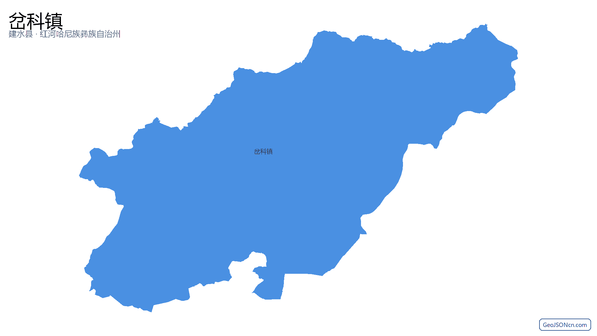 岔科镇行政区划边界地图（建水县·红河哈尼族彝族自治州）,提供GeoJSON、SHP矢量边界数据下载及高清地图大图(PNG/JPG) - GeoJSONcn.com