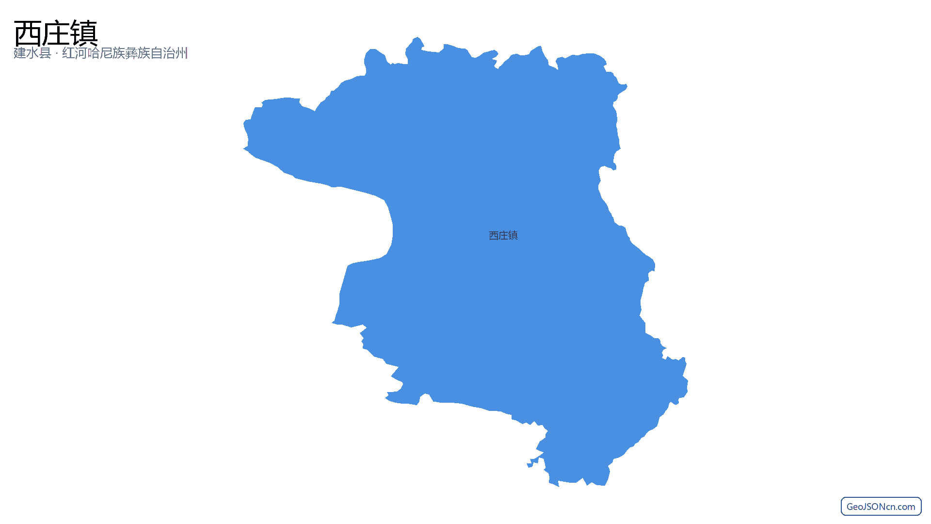 西庄镇行政区划边界地图（建水县·红河哈尼族彝族自治州）,提供GeoJSON、SHP矢量边界数据下载及高清地图大图(PNG/JPG) - GeoJSONcn.com