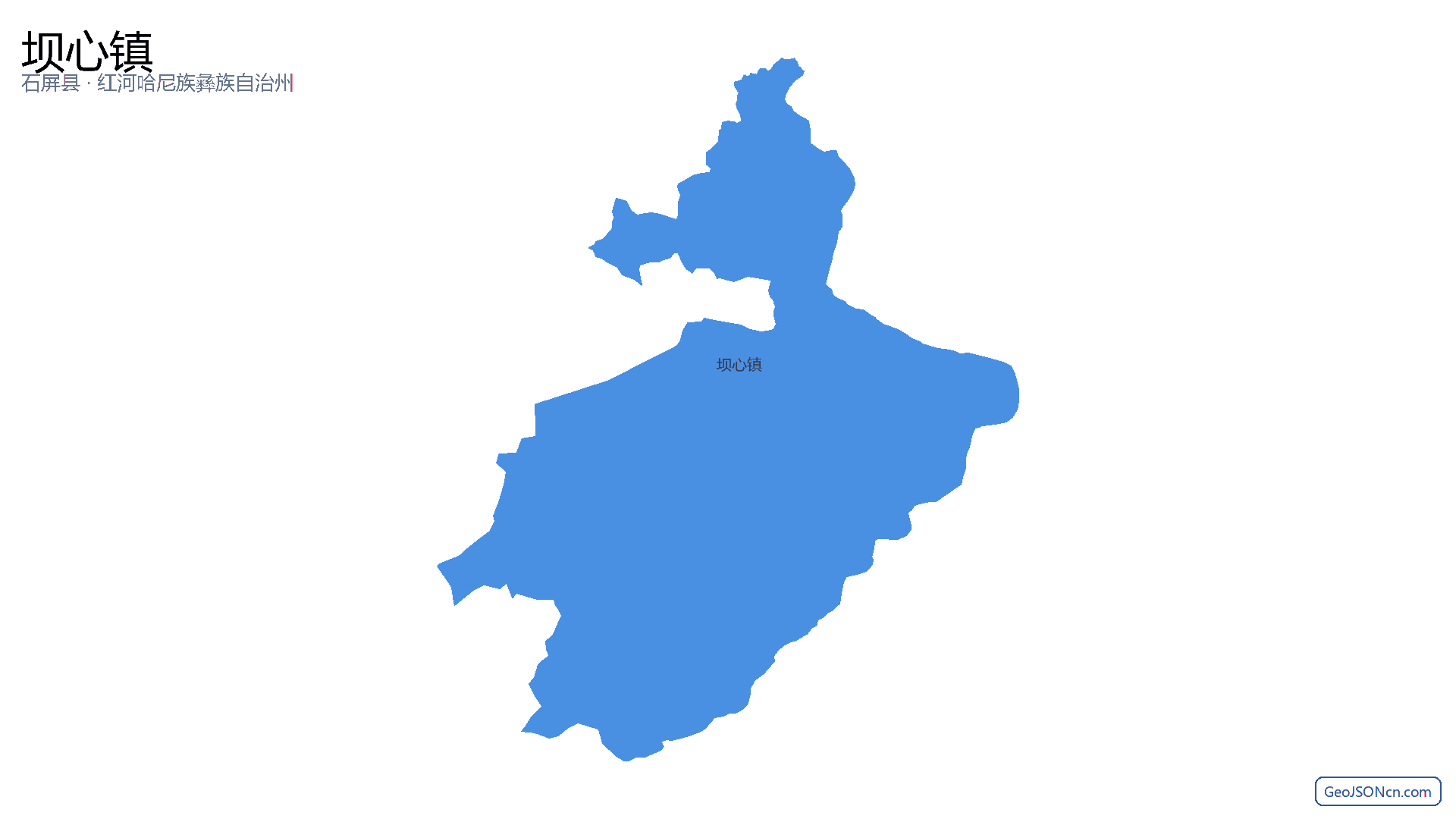 坝心镇行政区划边界地图（石屏县·红河哈尼族彝族自治州）,提供GeoJSON、SHP矢量边界数据下载及高清地图大图(PNG/JPG) - GeoJSONcn.com