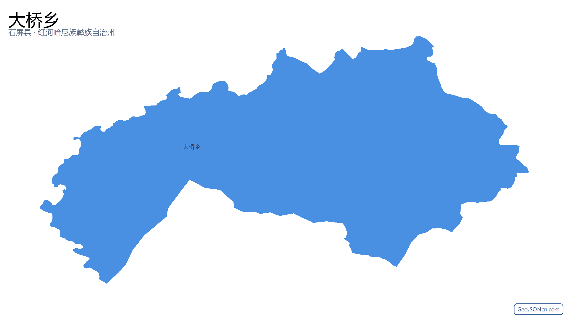 大桥乡行政区划边界地图（石屏县·红河哈尼族彝族自治州）,提供GeoJSON、SHP矢量边界数据下载及高清地图大图(PNG/JPG) - GeoJSONcn.com