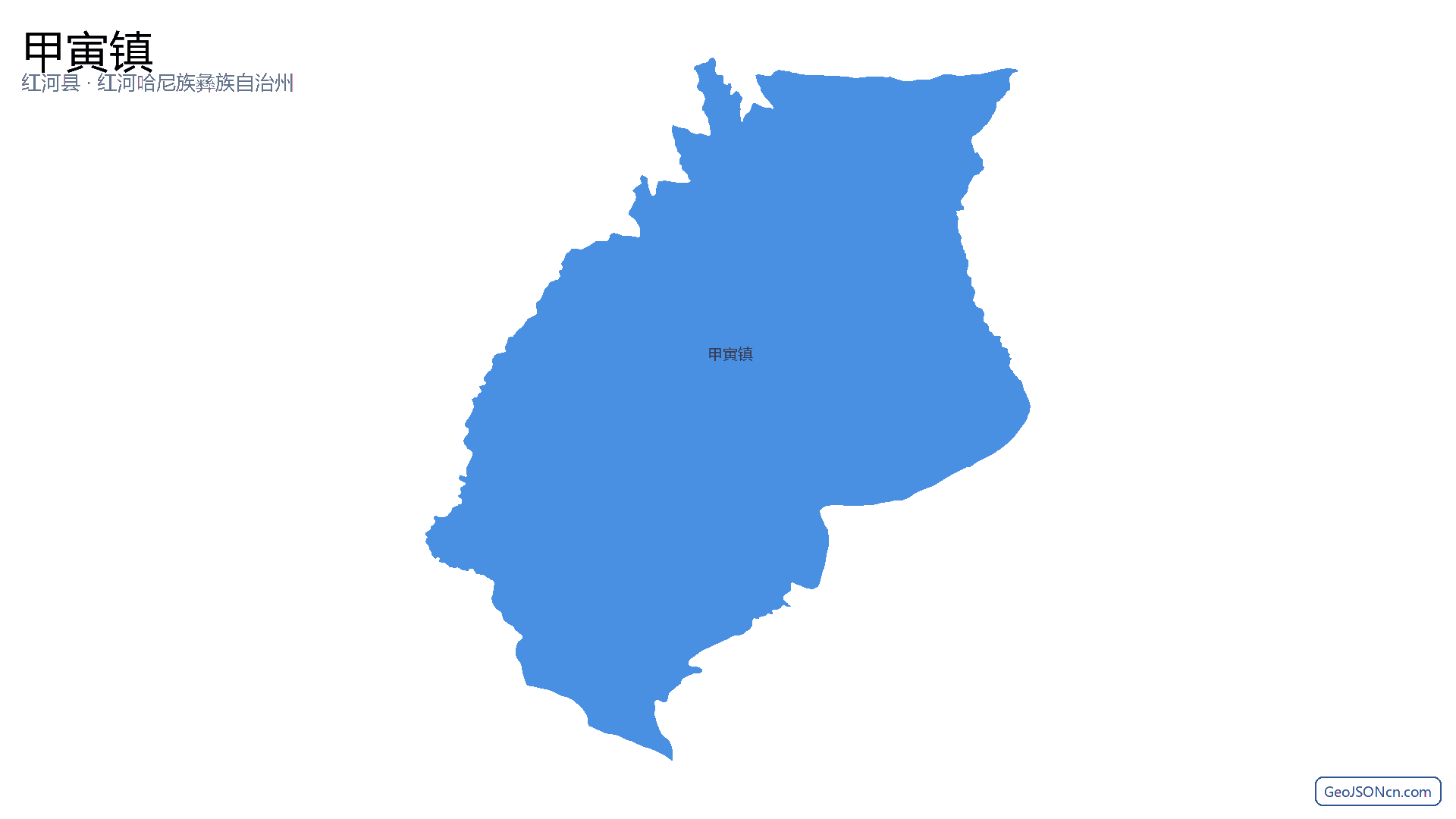 甲寅镇行政区划边界地图（红河县·红河哈尼族彝族自治州）,提供GeoJSON、SHP矢量边界数据下载及高清地图大图(PNG/JPG) - GeoJSONcn.com