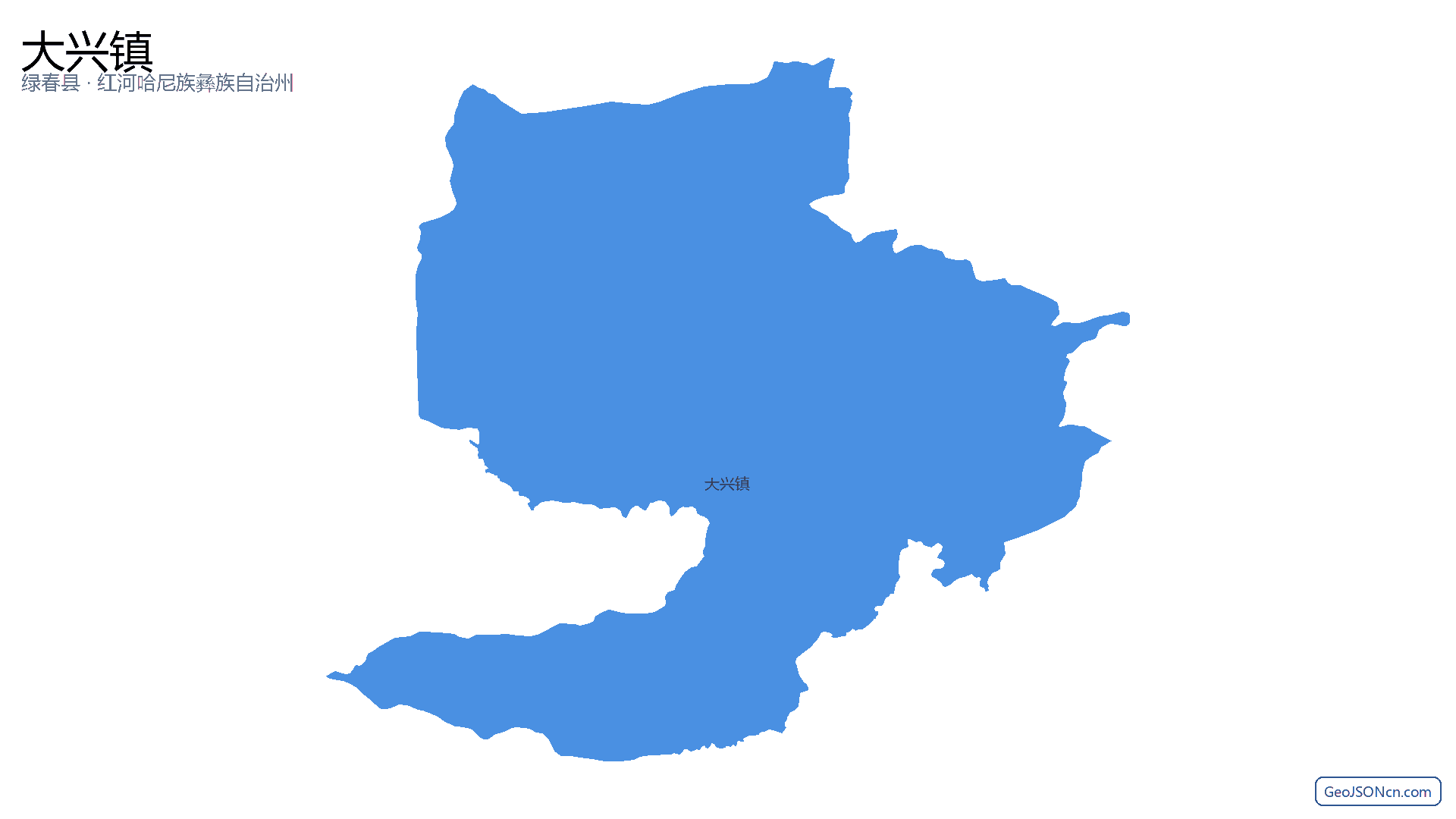 大兴镇行政区划边界地图（绿春县·红河哈尼族彝族自治州）,提供GeoJSON、SHP矢量边界数据下载及高清地图大图(PNG/JPG) - GeoJSONcn.com