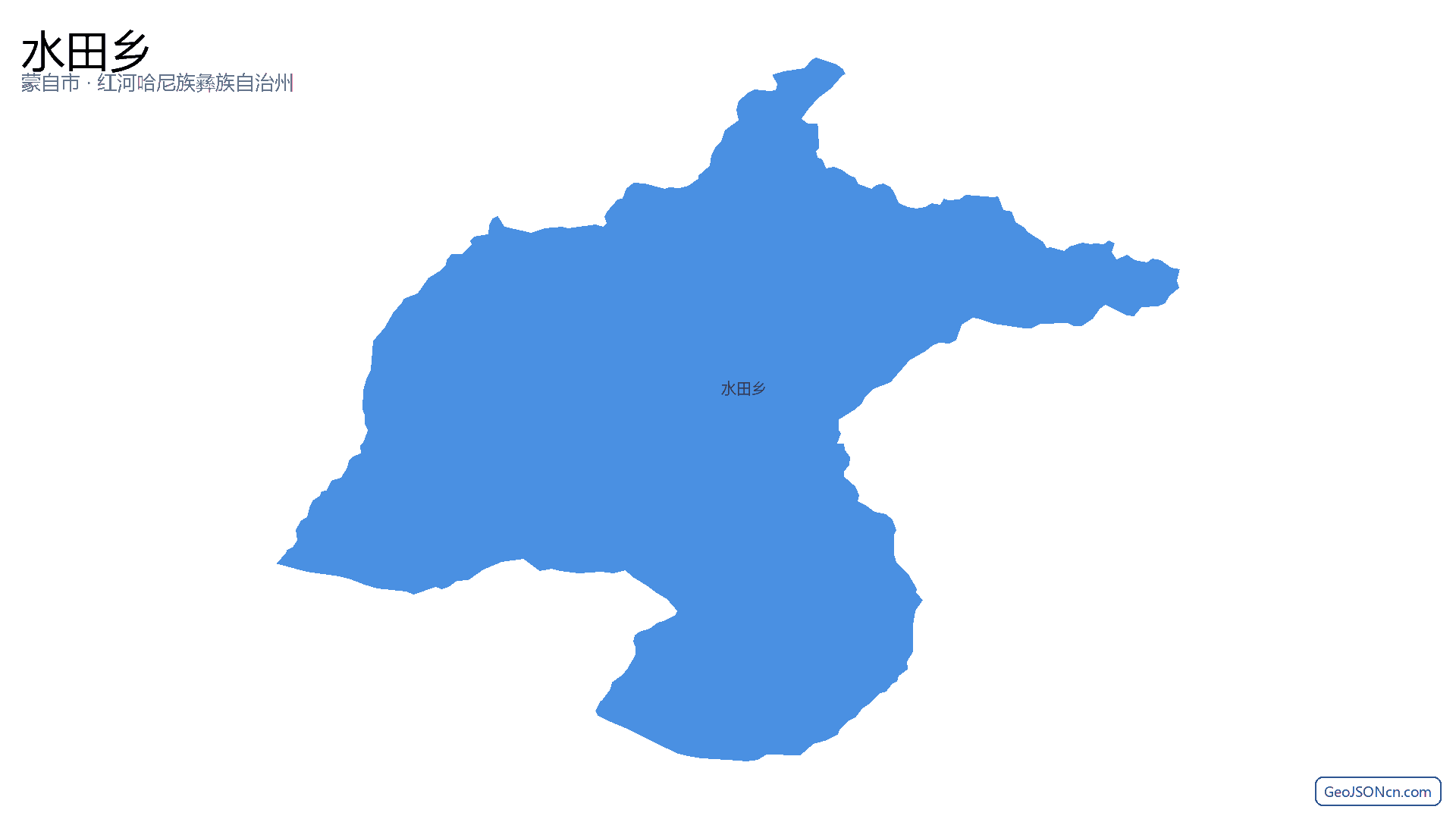 水田乡行政区划边界地图（蒙自市·红河哈尼族彝族自治州）,提供GeoJSON、SHP矢量边界数据下载及高清地图大图(PNG/JPG) - GeoJSONcn.com