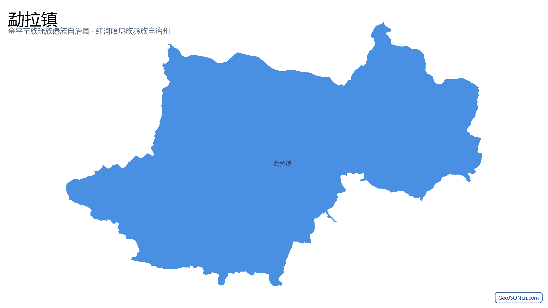 勐拉镇行政区划边界地图(金平苗族瑶族傣族自治县·红河哈尼族彝族自治州),提供GeoJSON、SHP矢量边界数据下载及高清地图大图(PNG/JPG) - GeoJSONcn.com