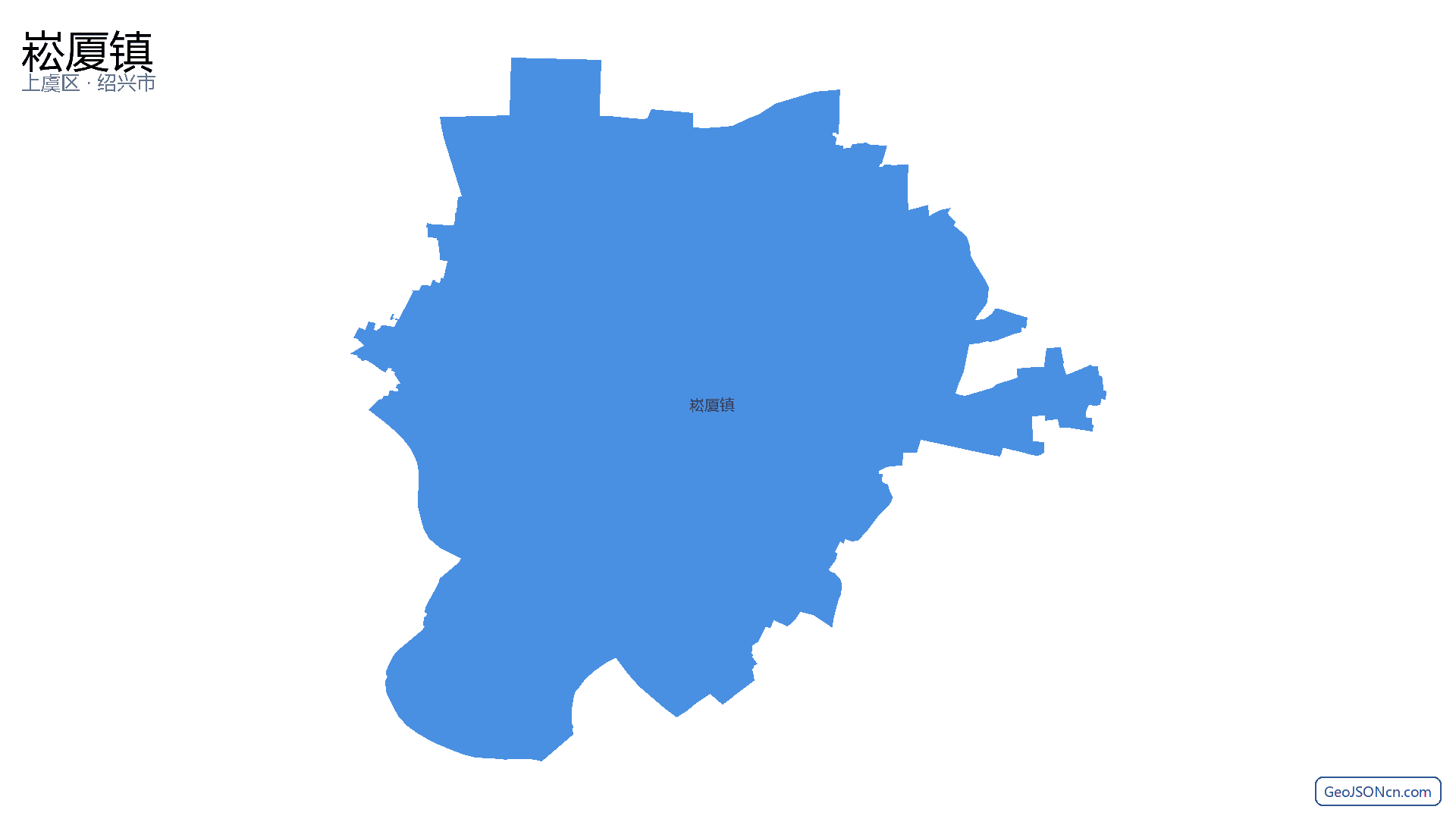 崧厦镇行政区划边界地图(上虞区·绍兴市),提供GeoJSON、SHP矢量边界数据下载及高清地图大图(PNG/JPG) - GeoJSONcn.com