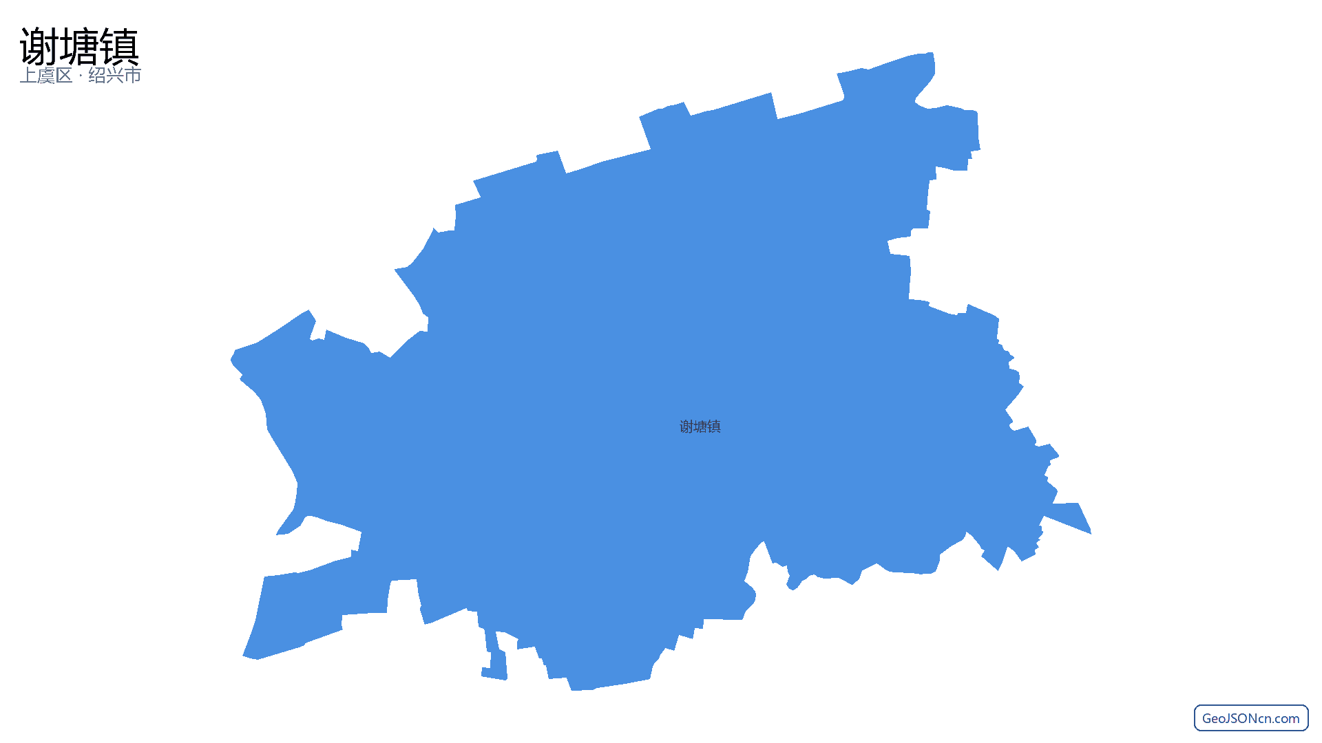 谢塘镇行政区划边界地图（上虞区·绍兴市）,提供GeoJSON、SHP矢量边界数据下载及高清地图大图(PNG/JPG) - GeoJSONcn.com