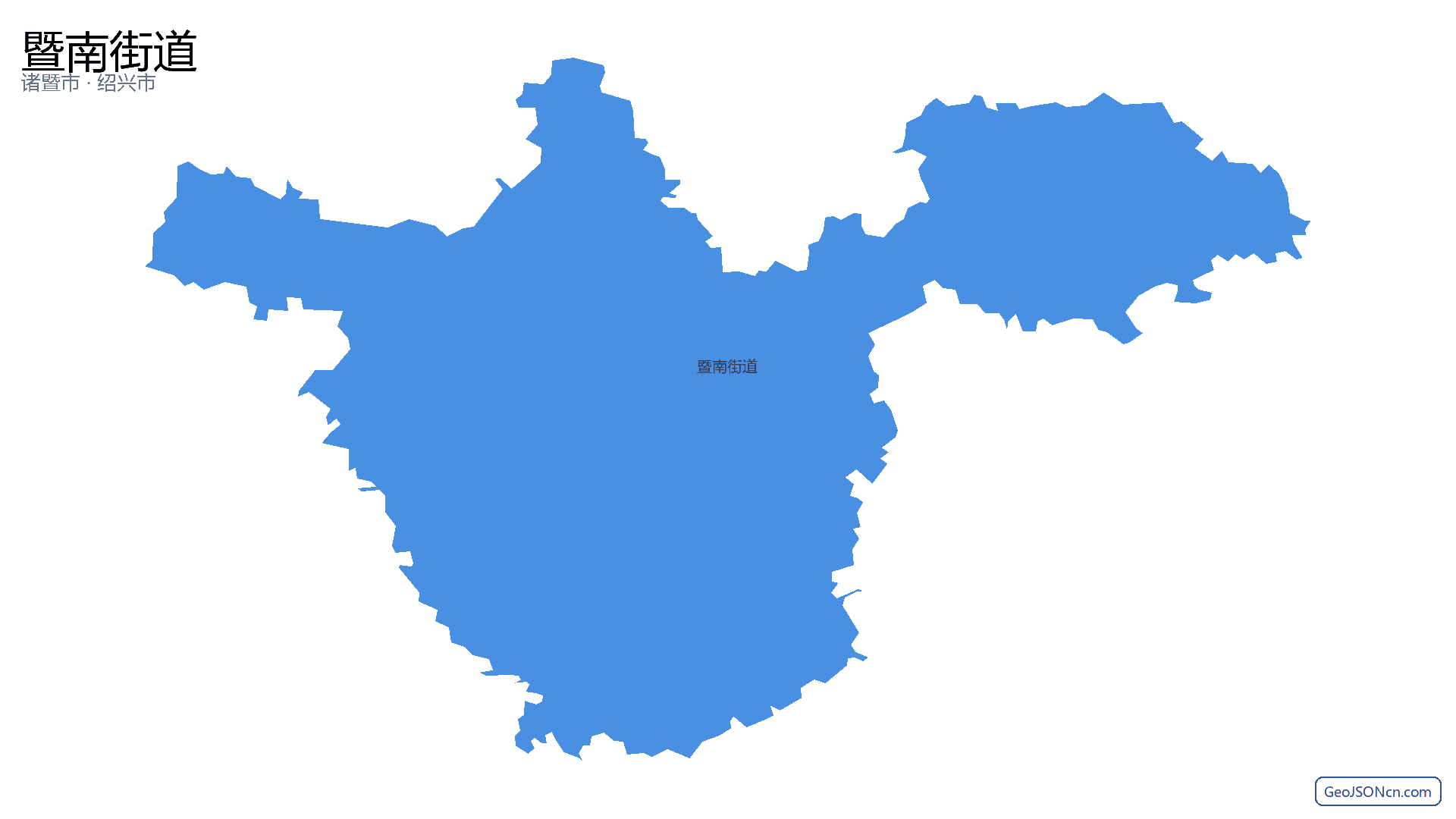 暨南街道行政区划边界地图(诸暨市·绍兴市),提供GeoJSON、SHP矢量边界数据下载及高清地图大图(PNG/JPG) - GeoJSONcn.com