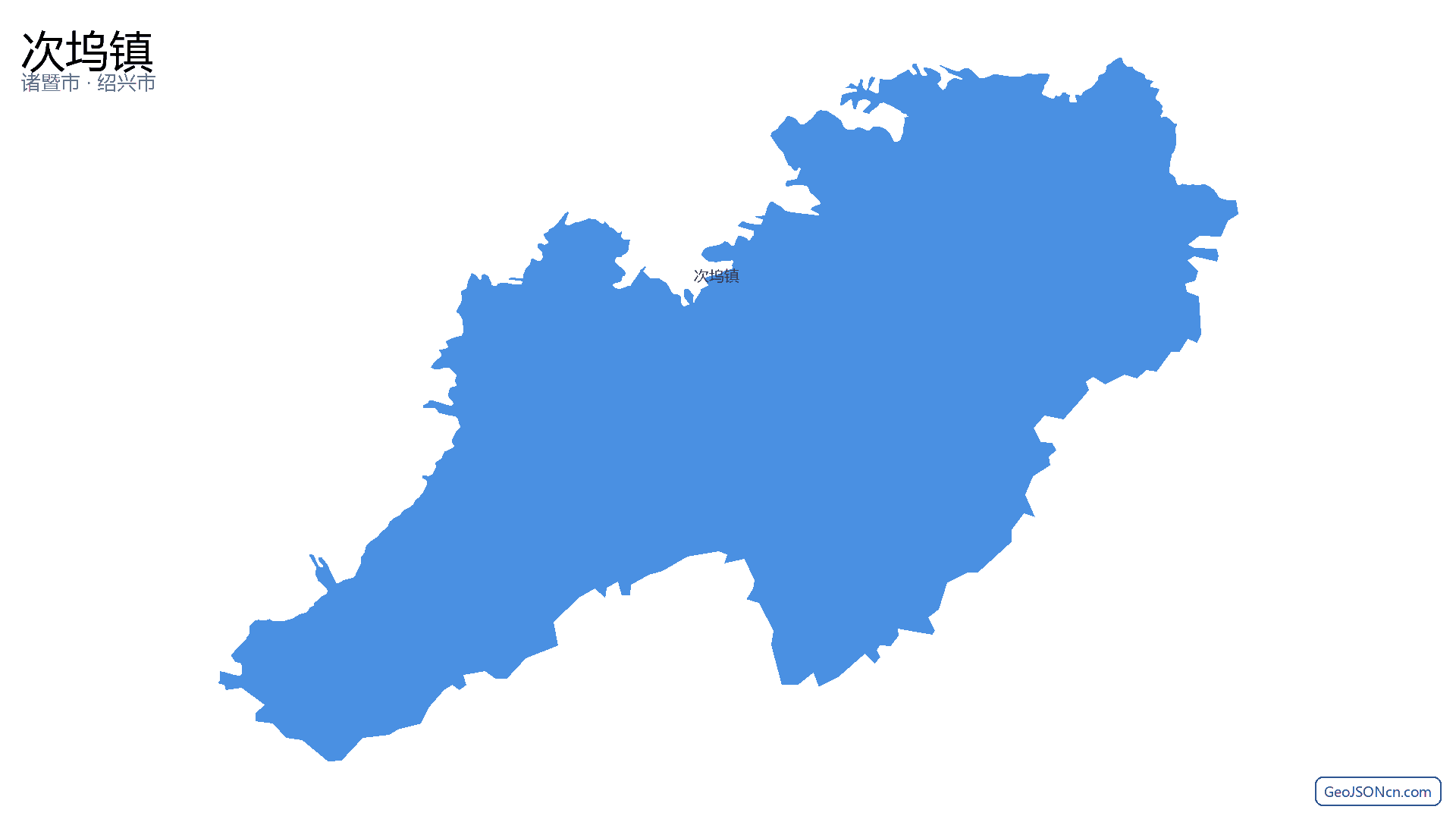 次坞镇行政区划边界地图（诸暨市·绍兴市）,提供GeoJSON、SHP矢量边界数据下载及高清地图大图(PNG/JPG) - GeoJSONcn.com